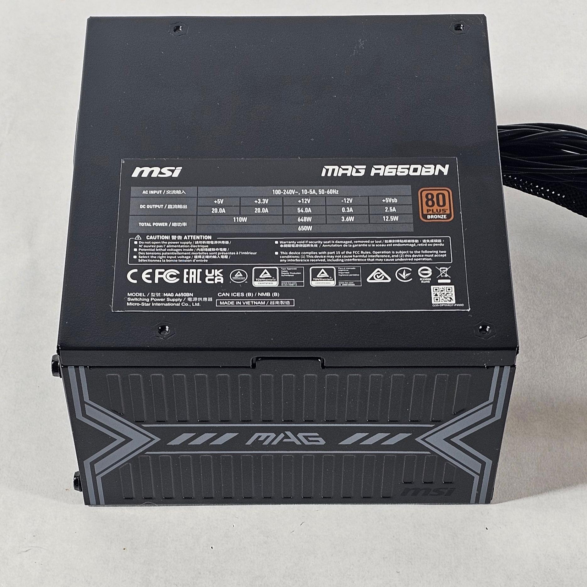 650 Watt PSU MSI MAG A650BN 650W Power Supply