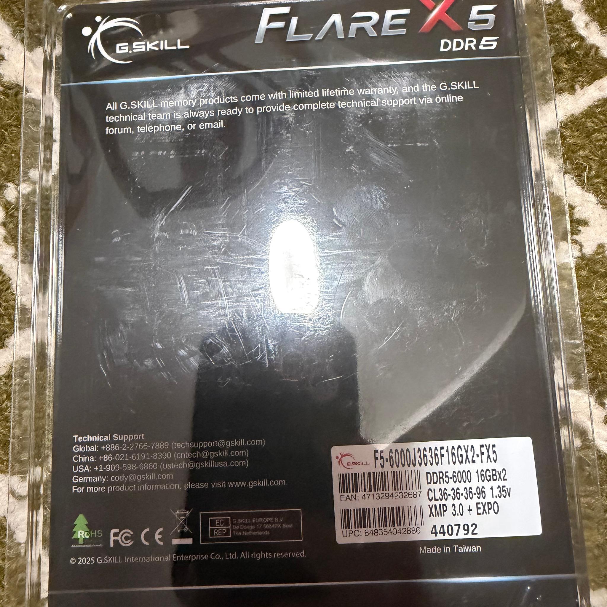 NEW G.Skill Flare X5 Series 32GB (2 x 16GB) DDR5-6000 PC5-48000 CL36 Dual Channel Desktop Memory Kit