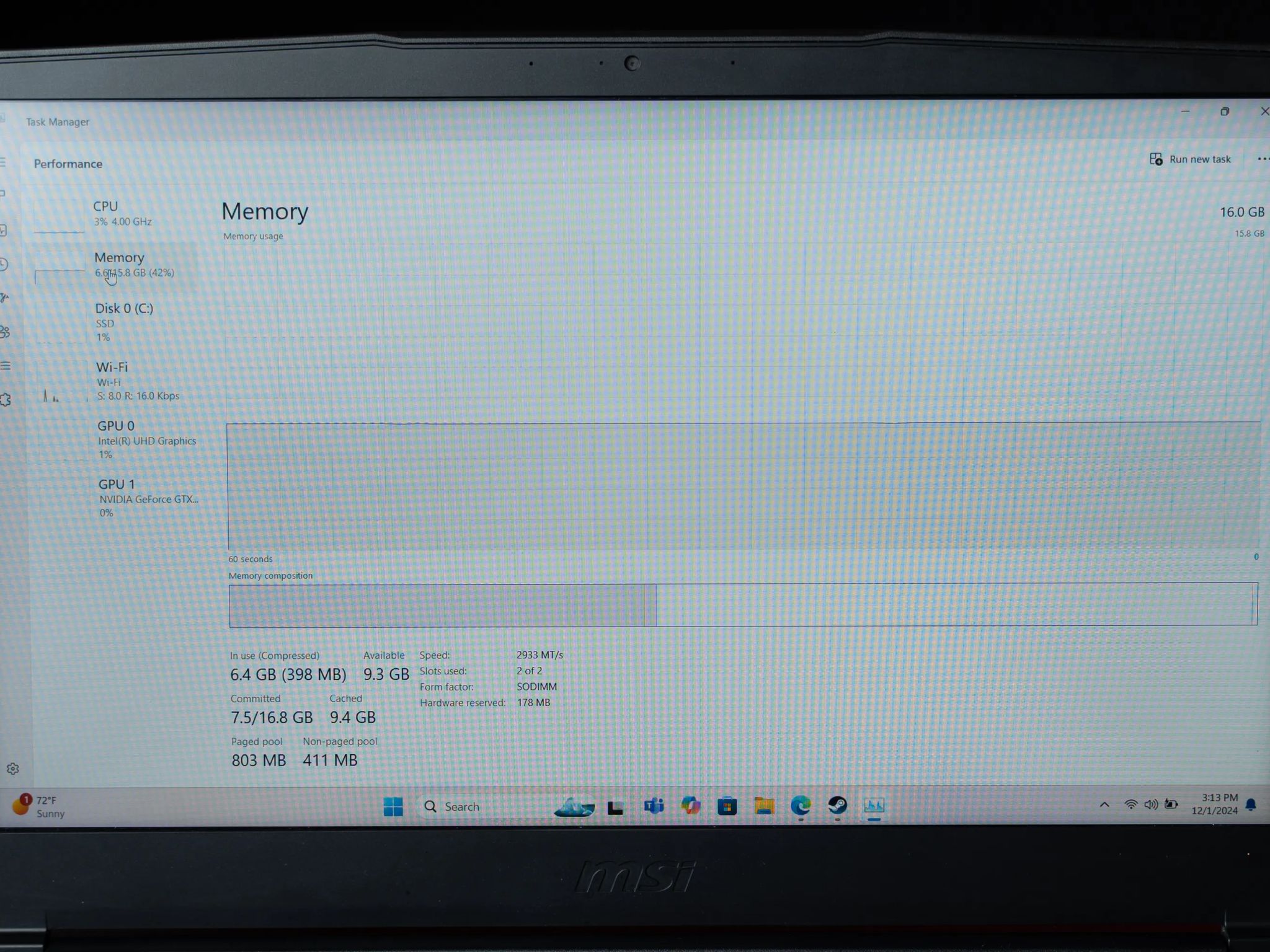 MSI GF63 Thin- GTX 1650- i5 10500H- 1TB M.2-16GB RAM 15.6"