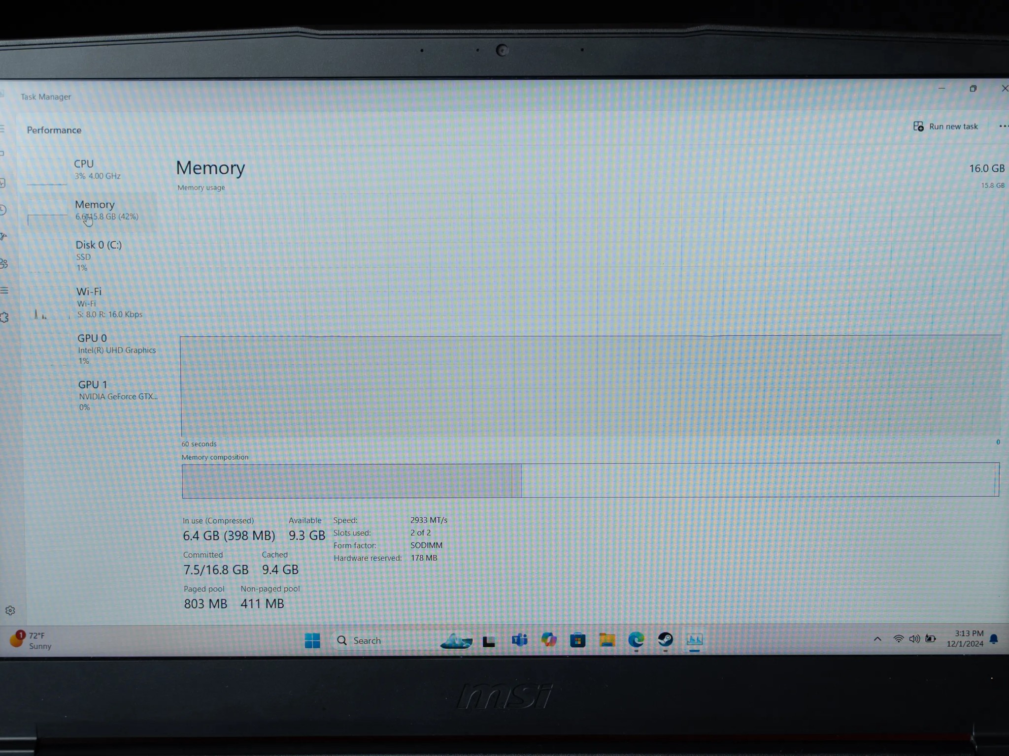 MSI GF63 Thin- GTX 1650- i5 10500H- 1TB M.2-16GB RAM 15.6"