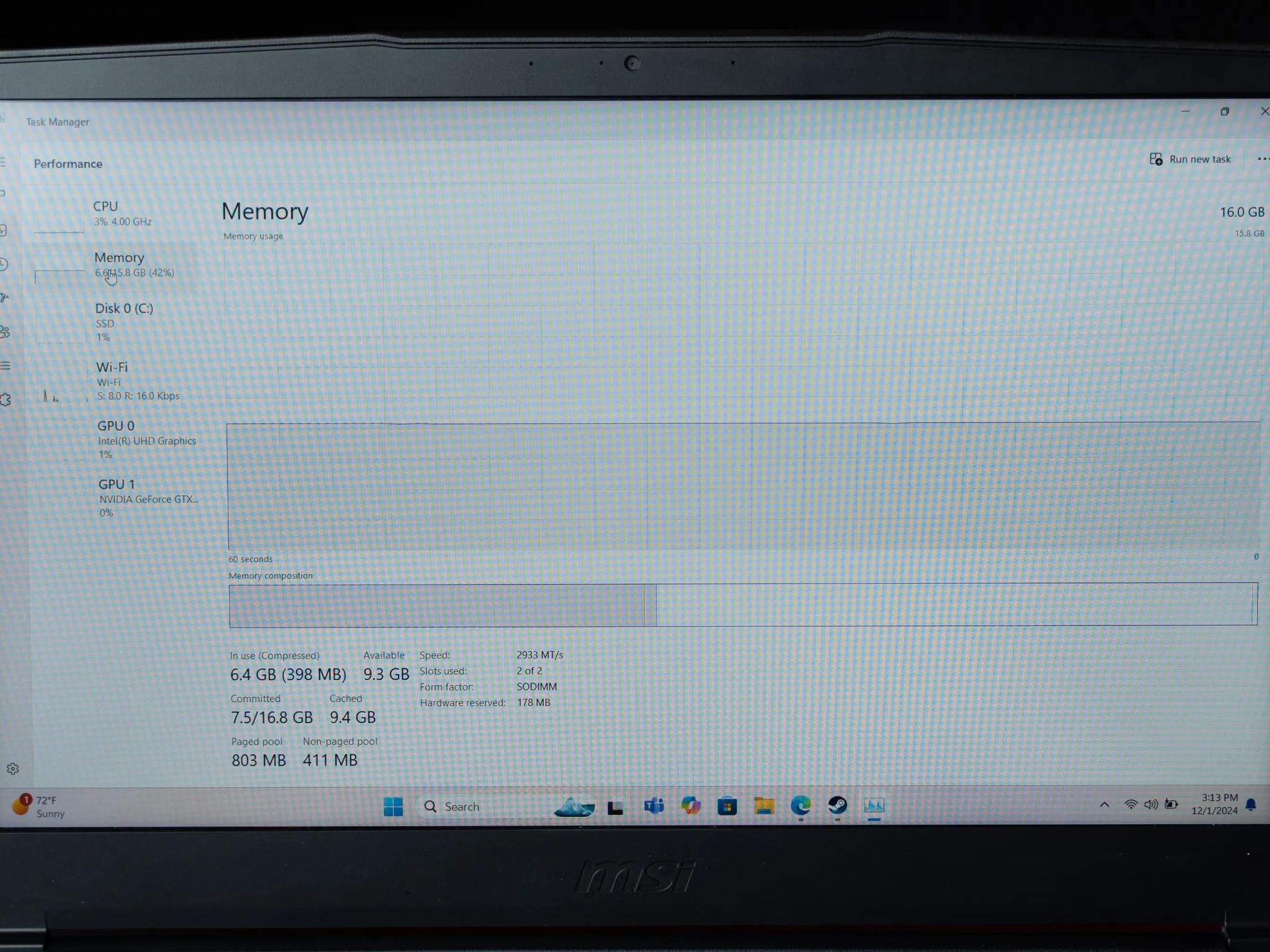 MSI GF63 Thin- GTX 1650- i5 10500H- 1TB M.2-16GB RAM 15.6"