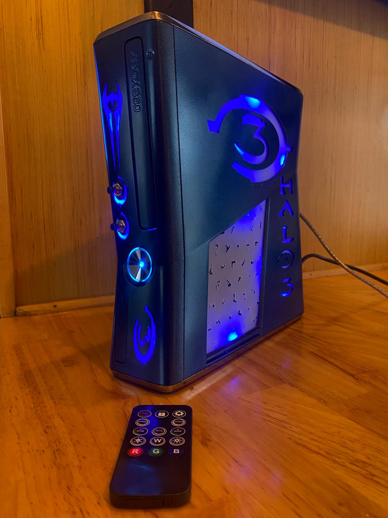 RGH3 Xbox 360 Slim - CASE MODS - Halo 3 Themed