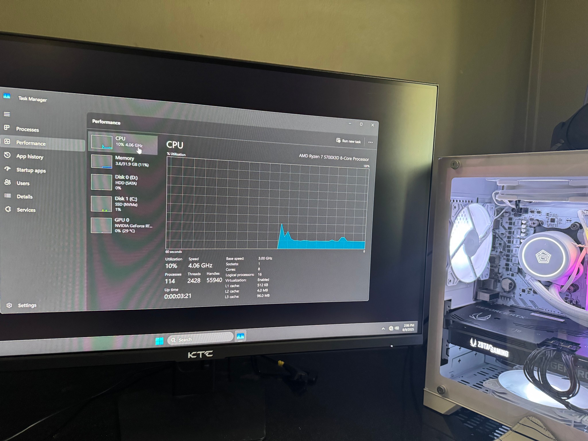1440p-1080p White Gaming PC | RTX 3070 8GB Ryzen 7 5700x3D 32GB DDR4 |