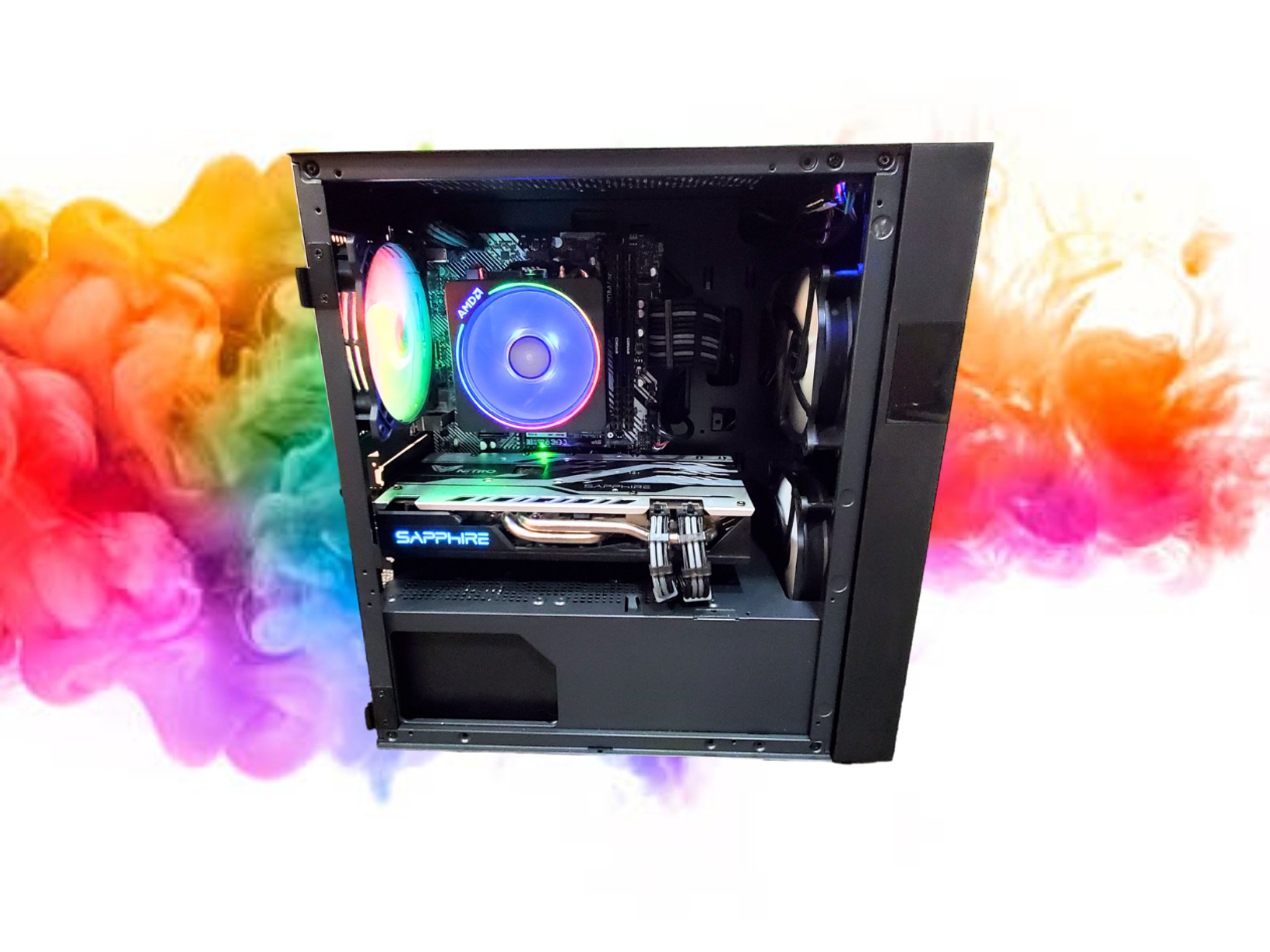 SALE: RX 580 8GB + Ryzen 5 1600 + 16GB DDR4 RAM + 512GB GB SSD + Full RGB ( Black Gaming PC)