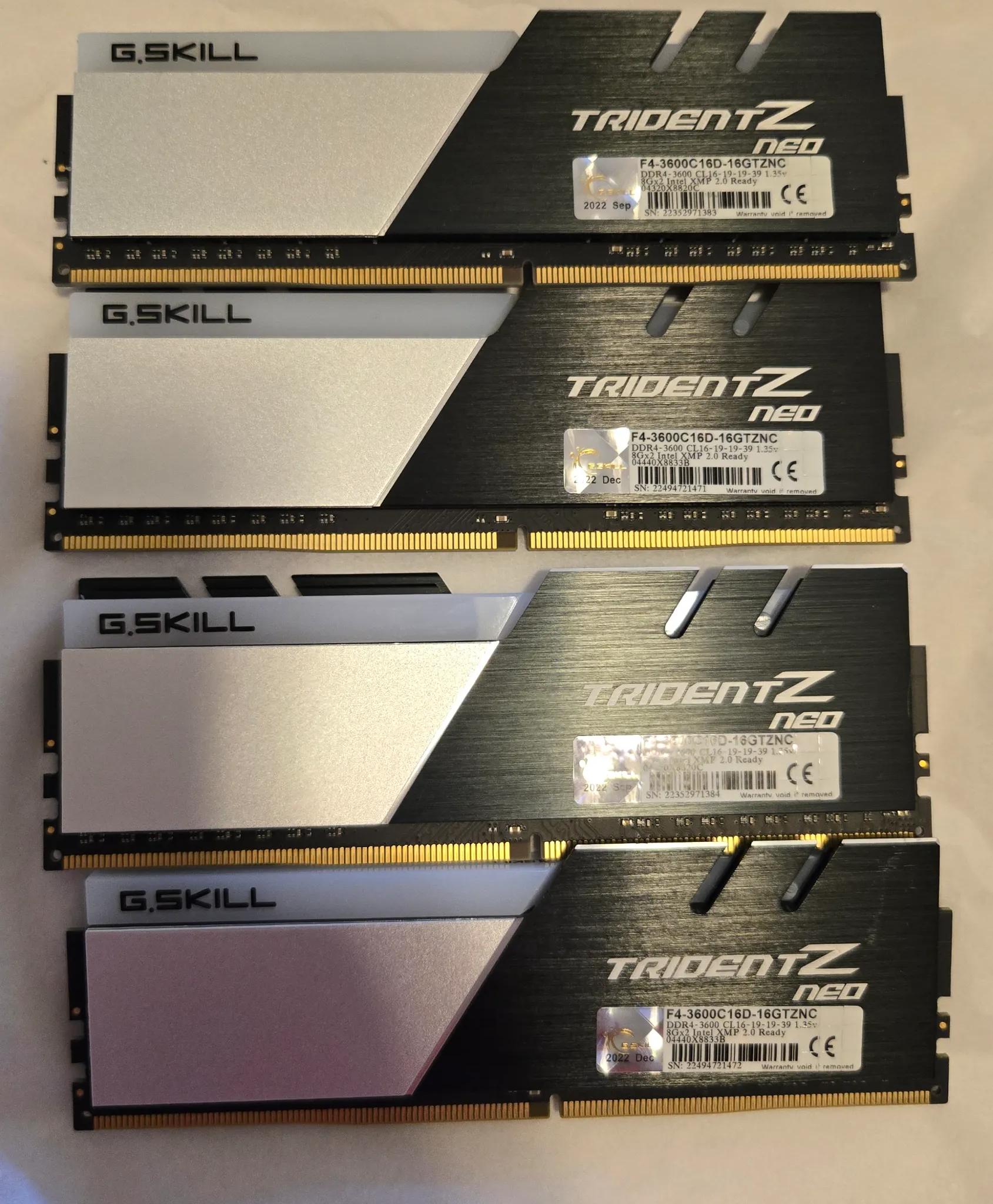 GSkill Trident Z NEO 32GB (4x8GB) RGB DDR4-3600 CL16 || AMD EXPO || INTEL XMP