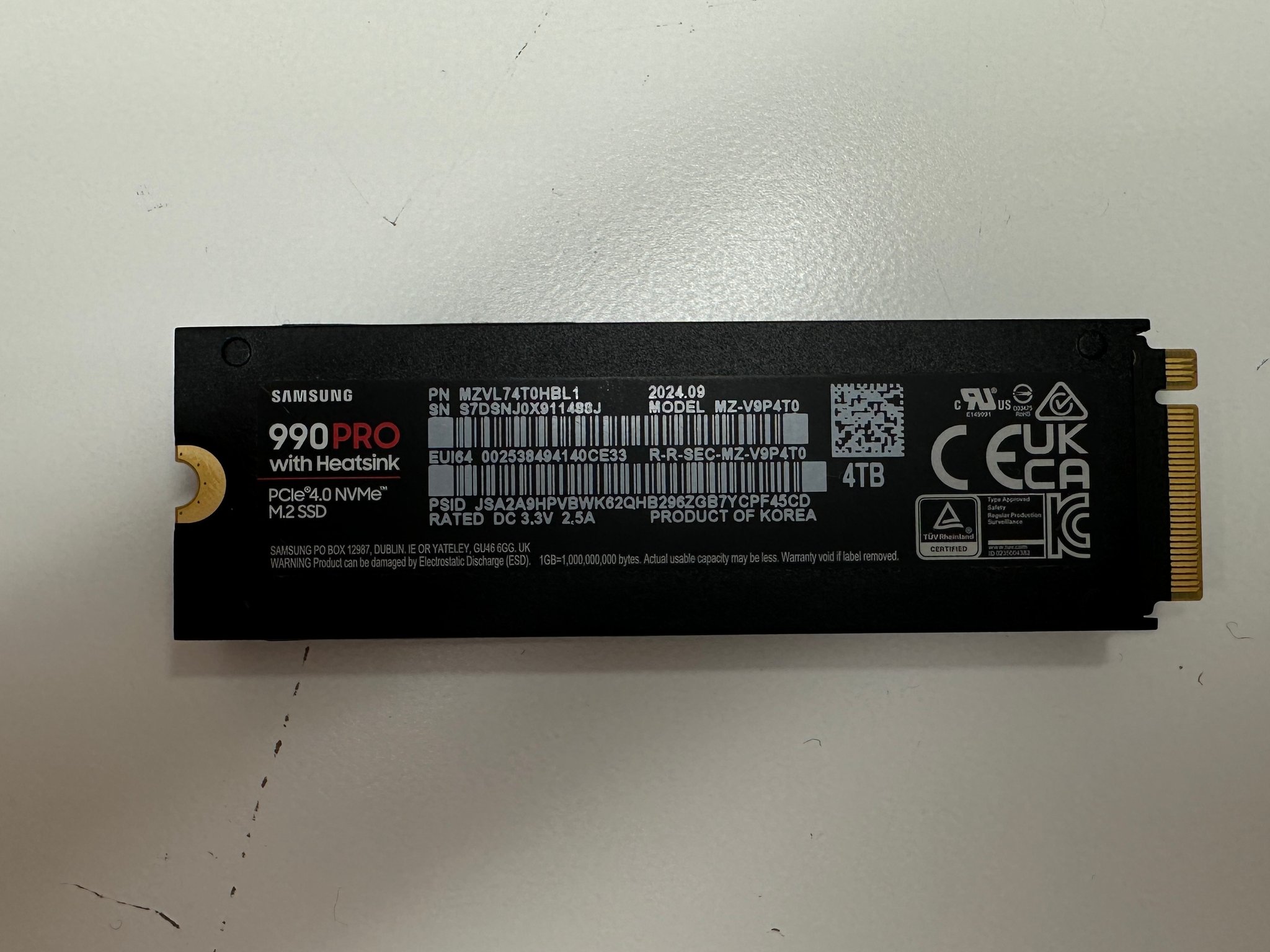 Samsung 4TB 990 PRO Heatsink PCIe 4.0 NVMe SSD