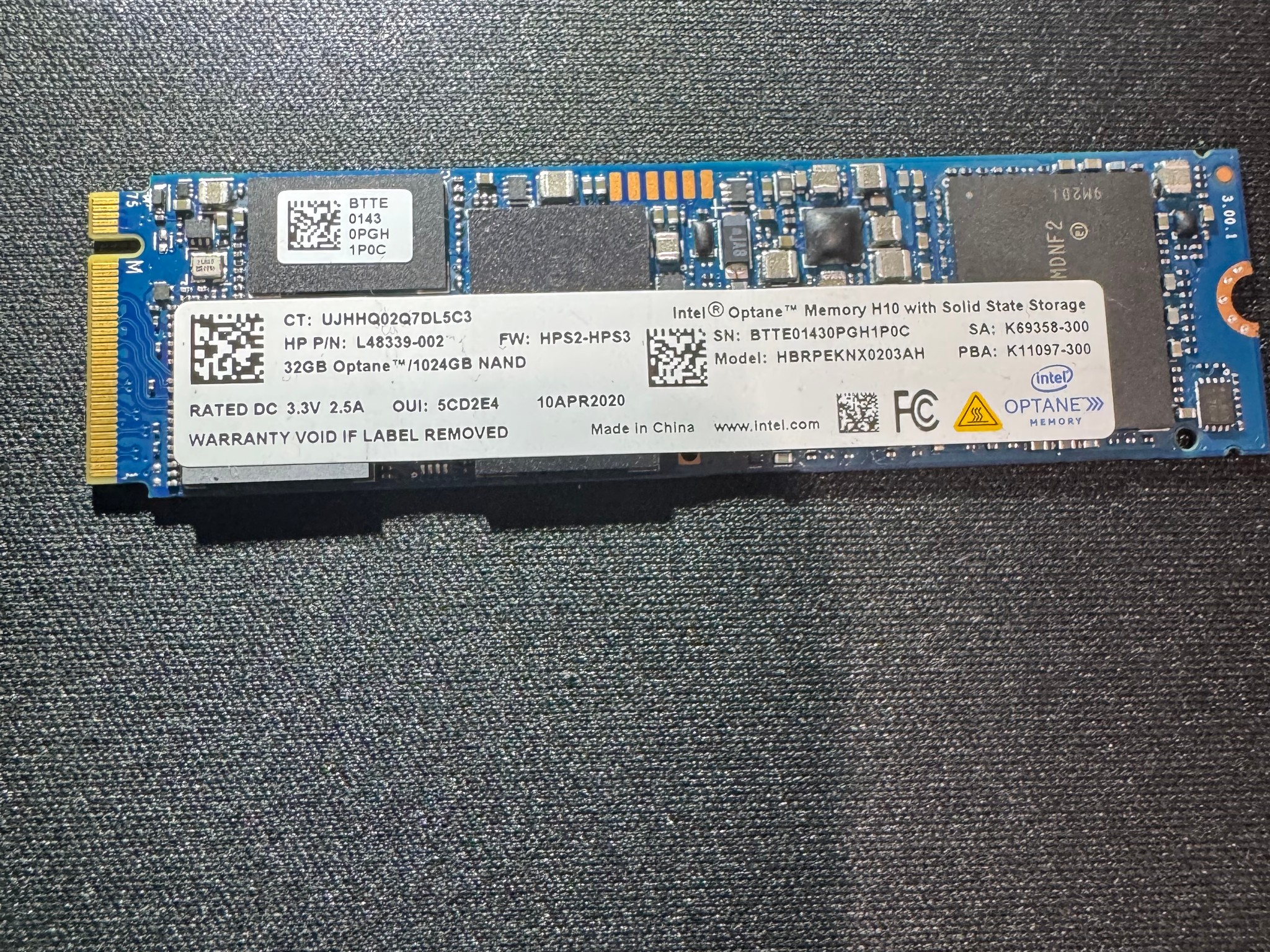 ntel Optane Memory H10 32GB + 1TB Solid State Storage M.2 SSD