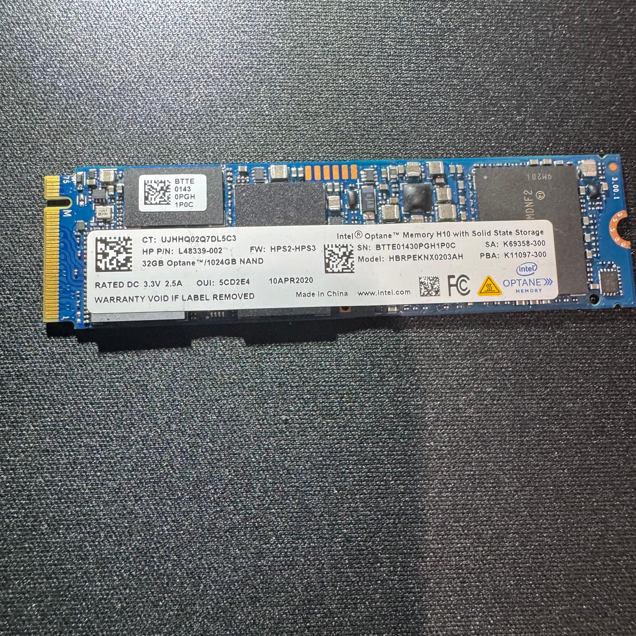 ntel Optane Memory H10 32GB + 1TB Solid State Storage M.2 SSD