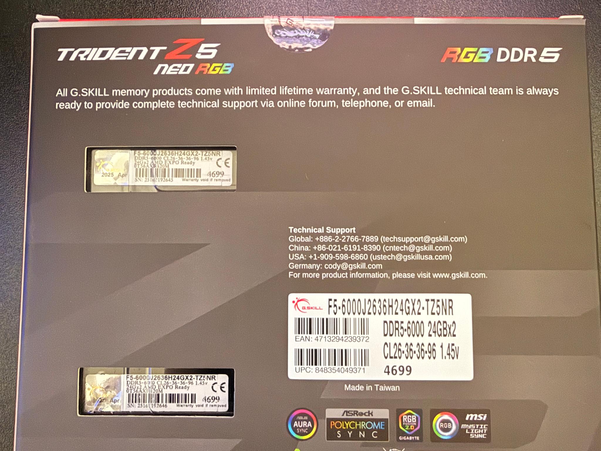 G.Skill Trident Z5 neo RGB DDR5-6000 CL26 24Gbx2