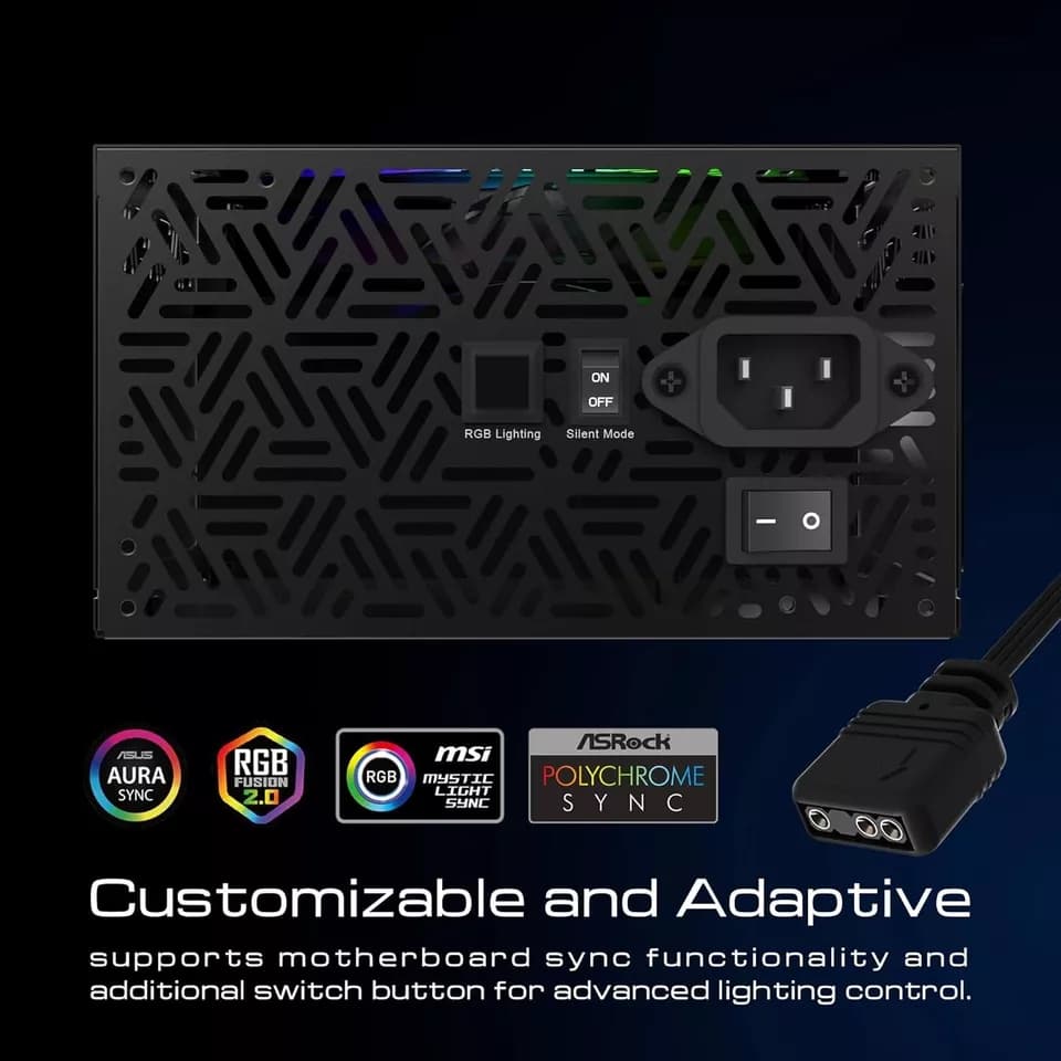 GAMDIAS RGB Gaming Power Supply 750W 80 Plus Bronze Kratos M1-750B