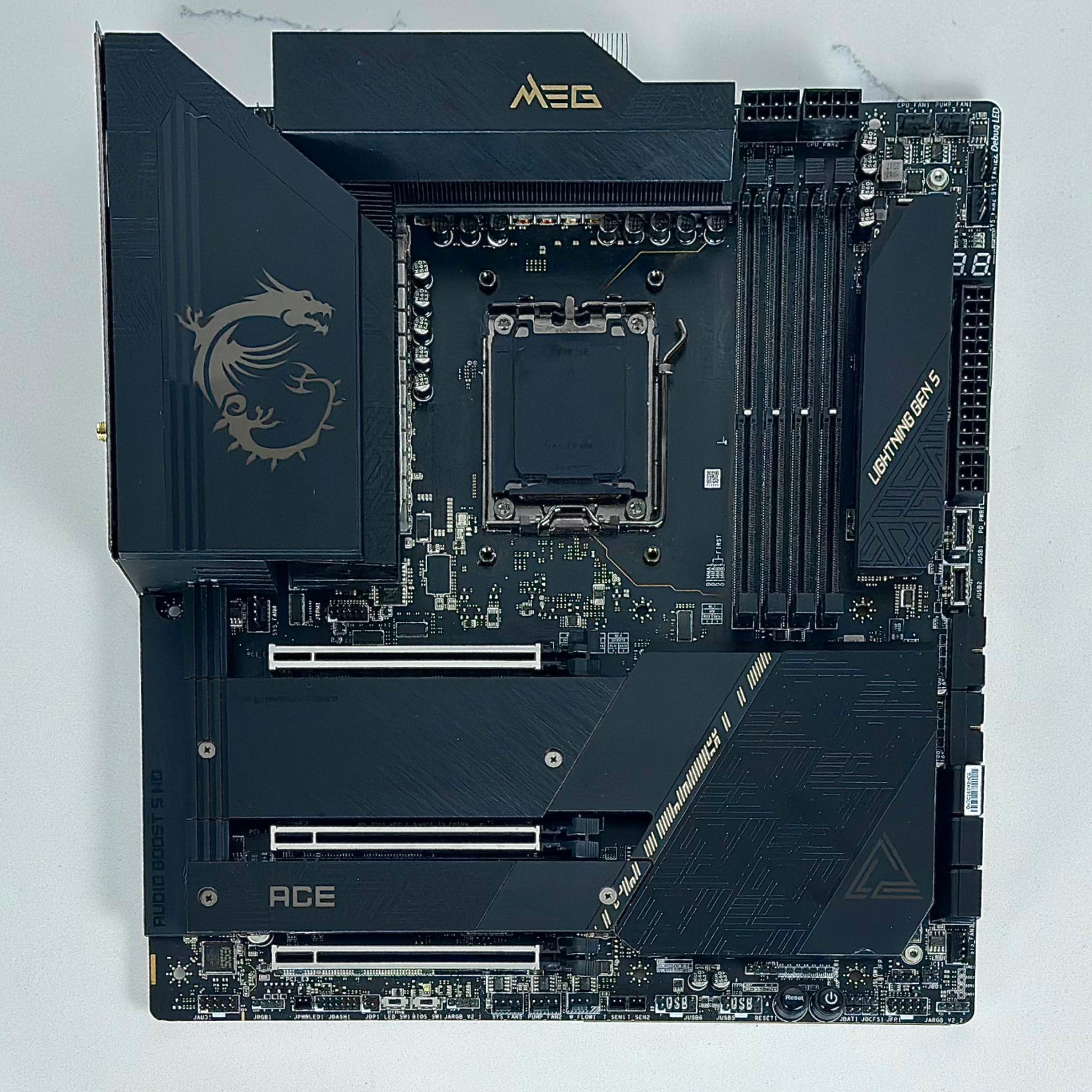 MSI MEG X670E ACE Gaming Motherboard, AM5, DDR5, PCIe 5.0, M.2, Wi-Fi 6E, Bluetooth 5.3, EATX