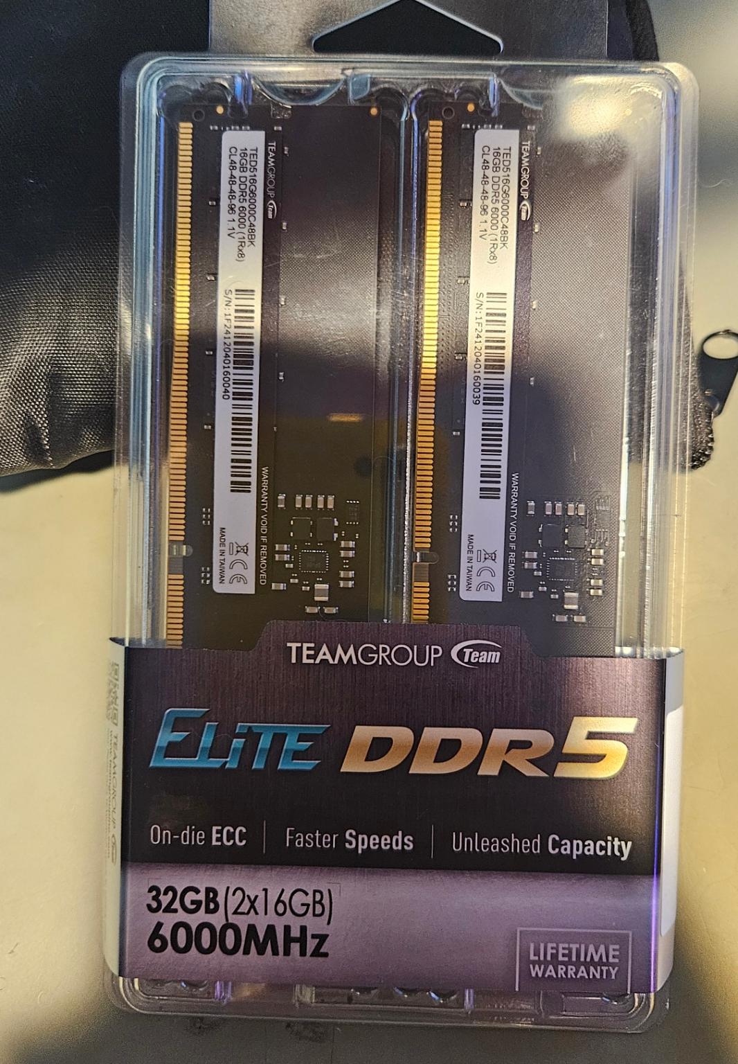 TEAMGROUP Elite DDR5 32GB Kit (2x16GB) 6000Mhz PC5-48000 TED532G6000C48DC01