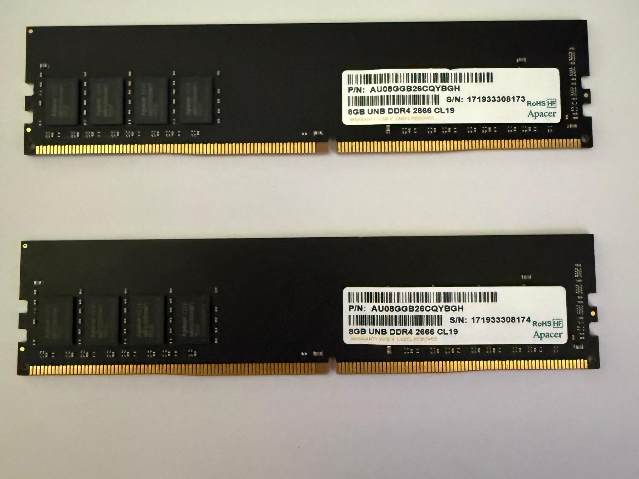 16gb 2x8 DDR4 | Basic Black Apacer modules