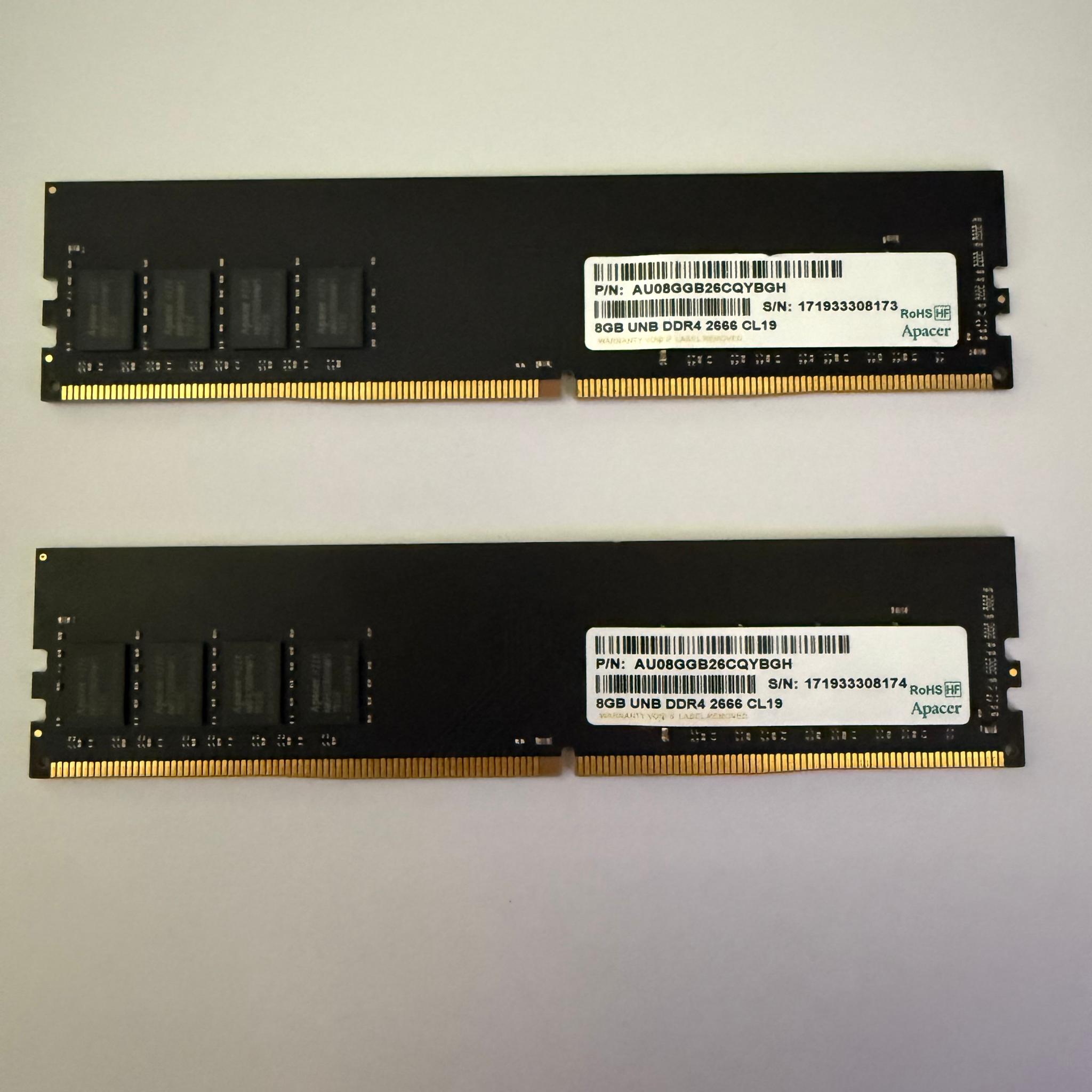 16gb 2x8 DDR4 | Basic Black Apacer modules