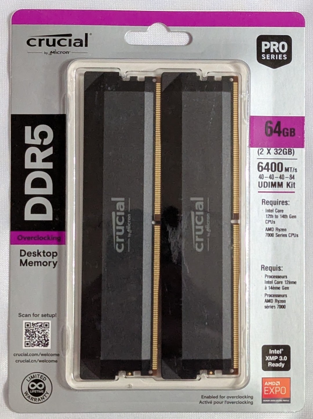 Crucial Pro DDR5 RAM 64GB Kit (2x32GB) 6400MHz CL40 Overclocking