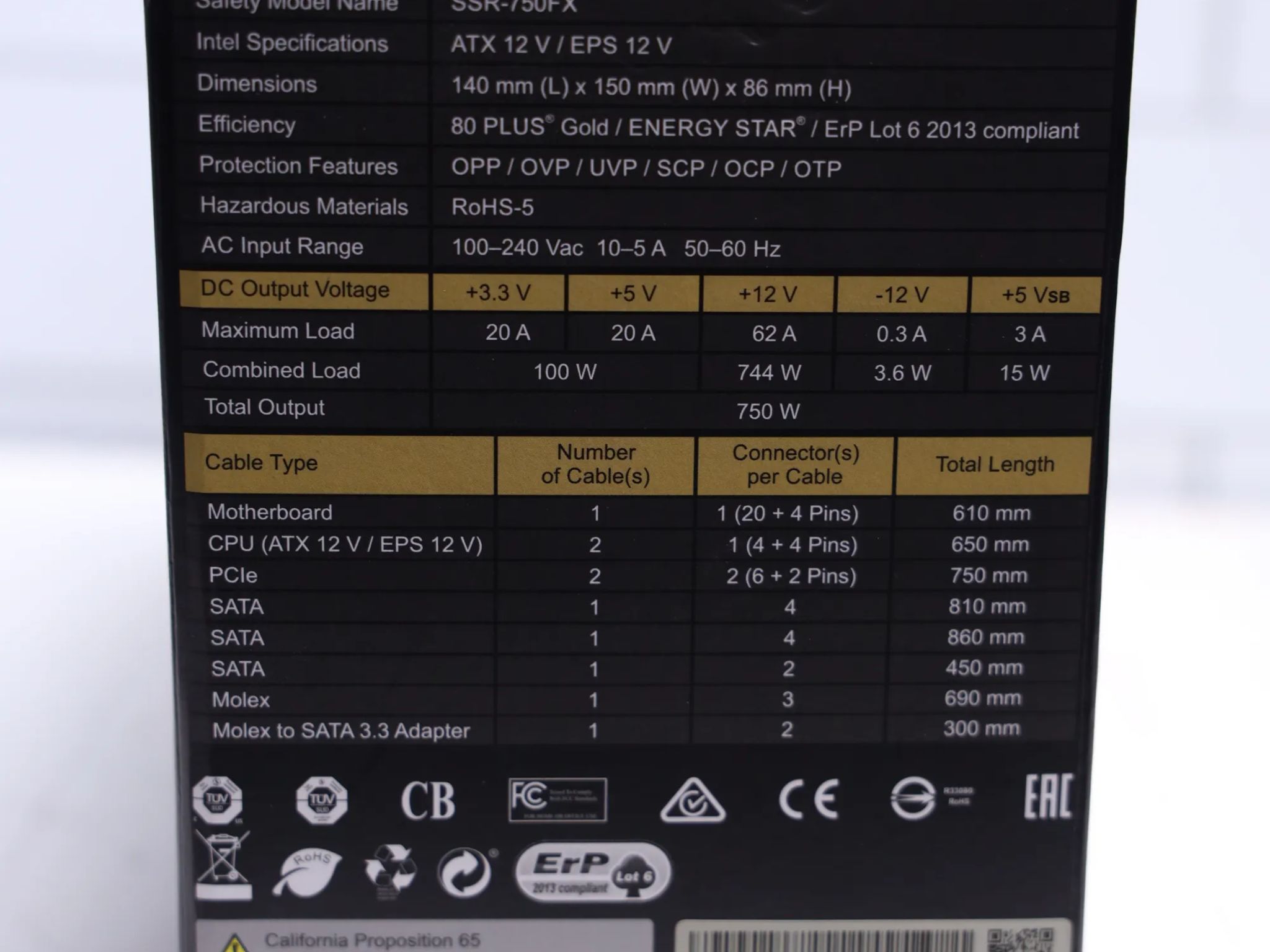 Seasonic FOCUS 750w 80+ Gold (Fully Modular)
