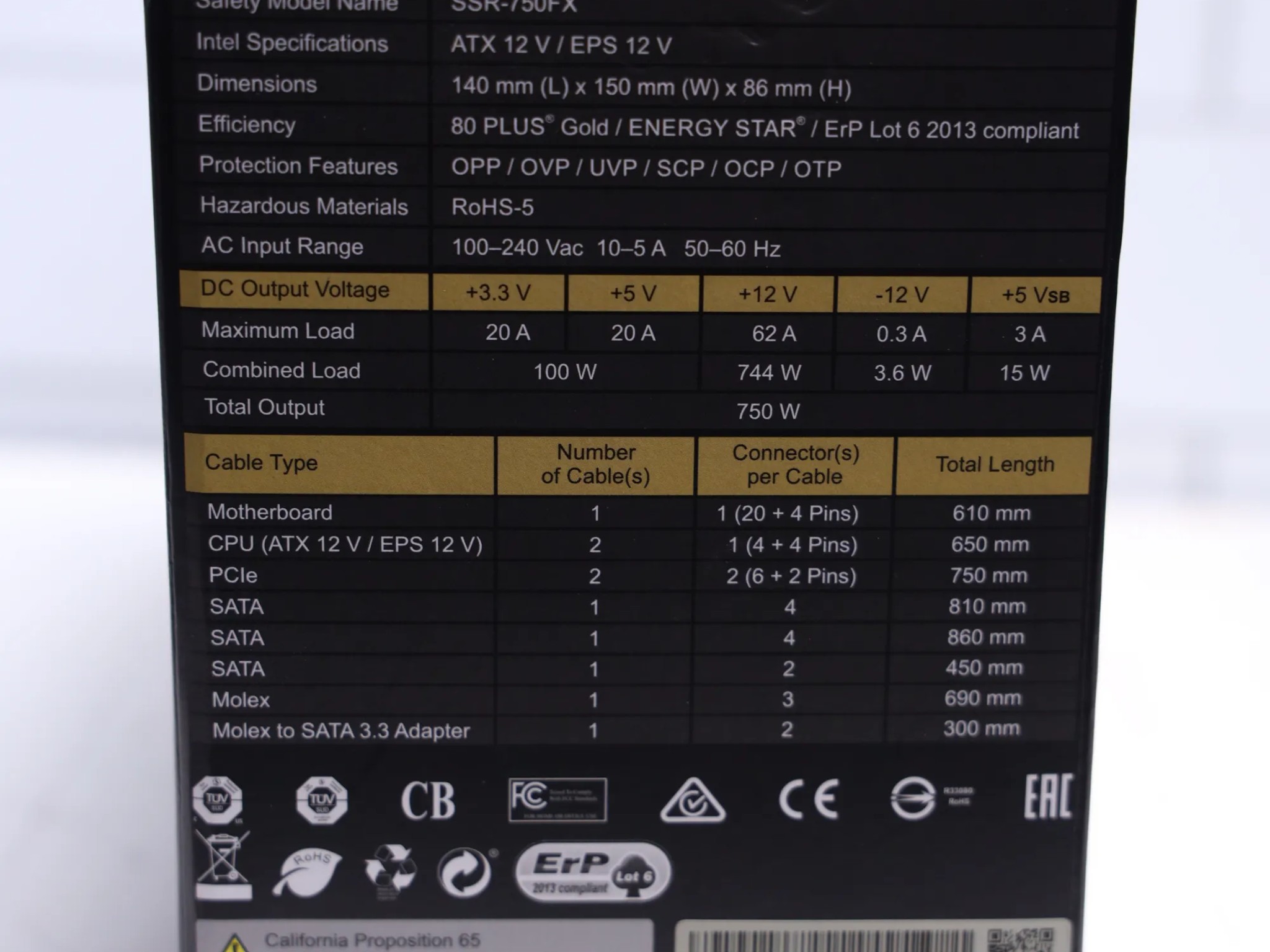 Seasonic FOCUS 750w 80+ Gold (Fully Modular)