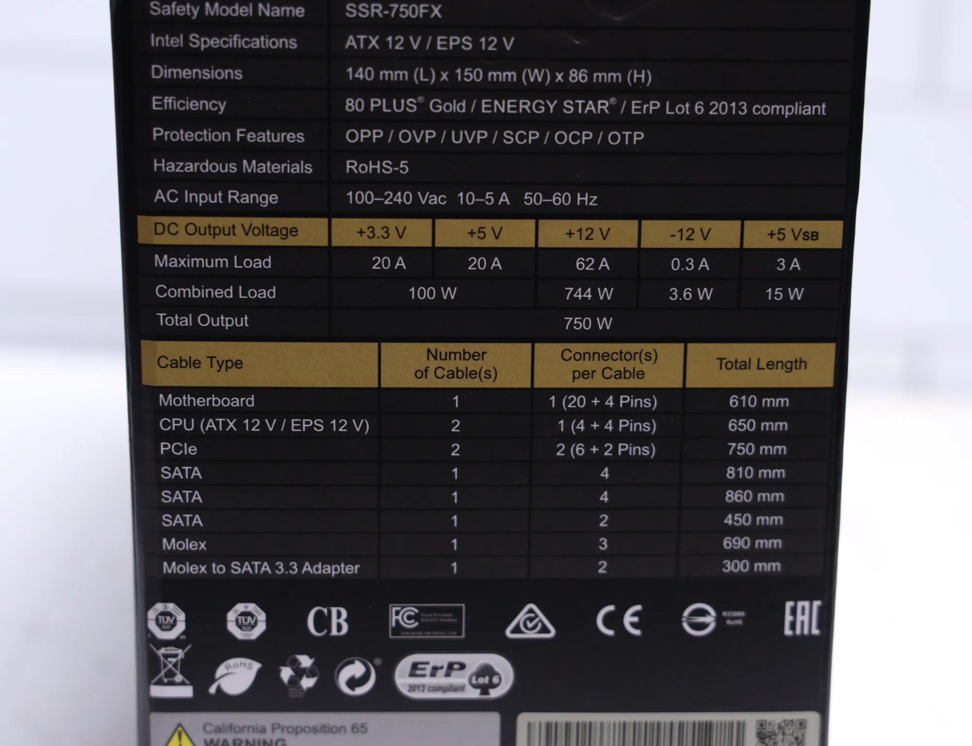 Seasonic FOCUS 750w 80+ Gold (Fully Modular)
