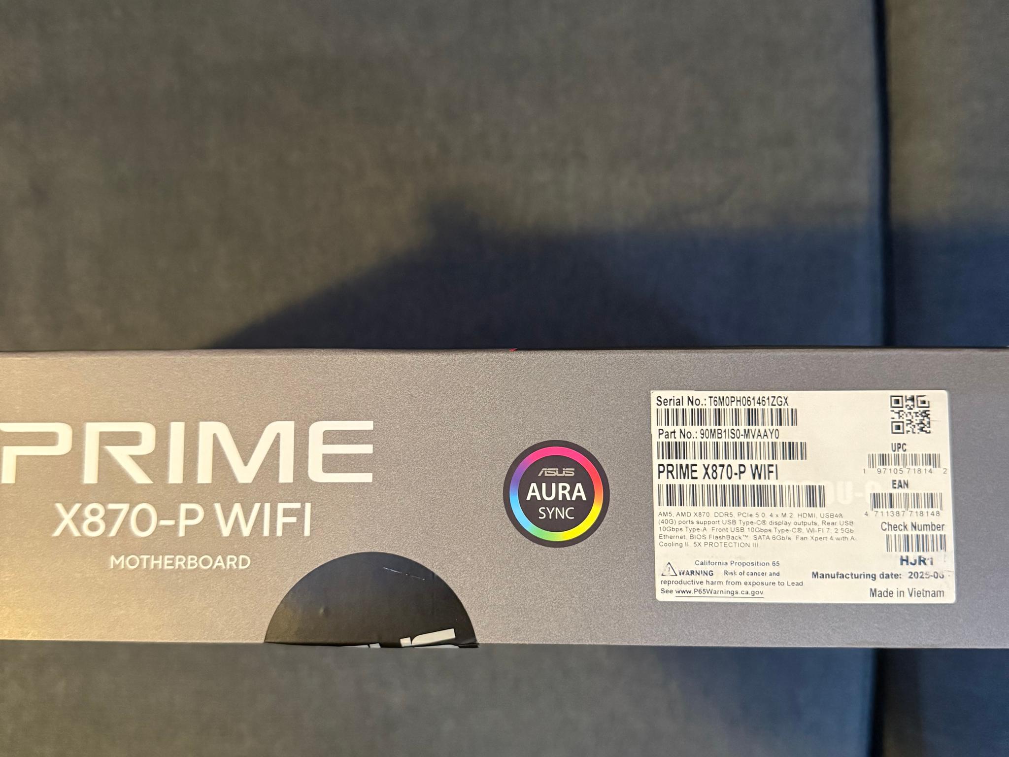ASUS PRIME X870-P WIFI + Crucial Pro Overclocking 32GB (2x16GB) DDR5-6000 CL36