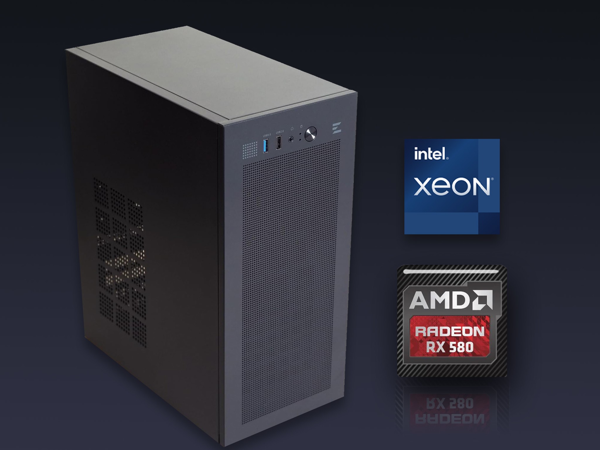 ⚡ Radeon Gaming PC | RX 580 2048SP, Intel 8-Core Xeon, 16GB RAM, 256GB M.2 + 320GB, WIFI, WIN 10 Pro