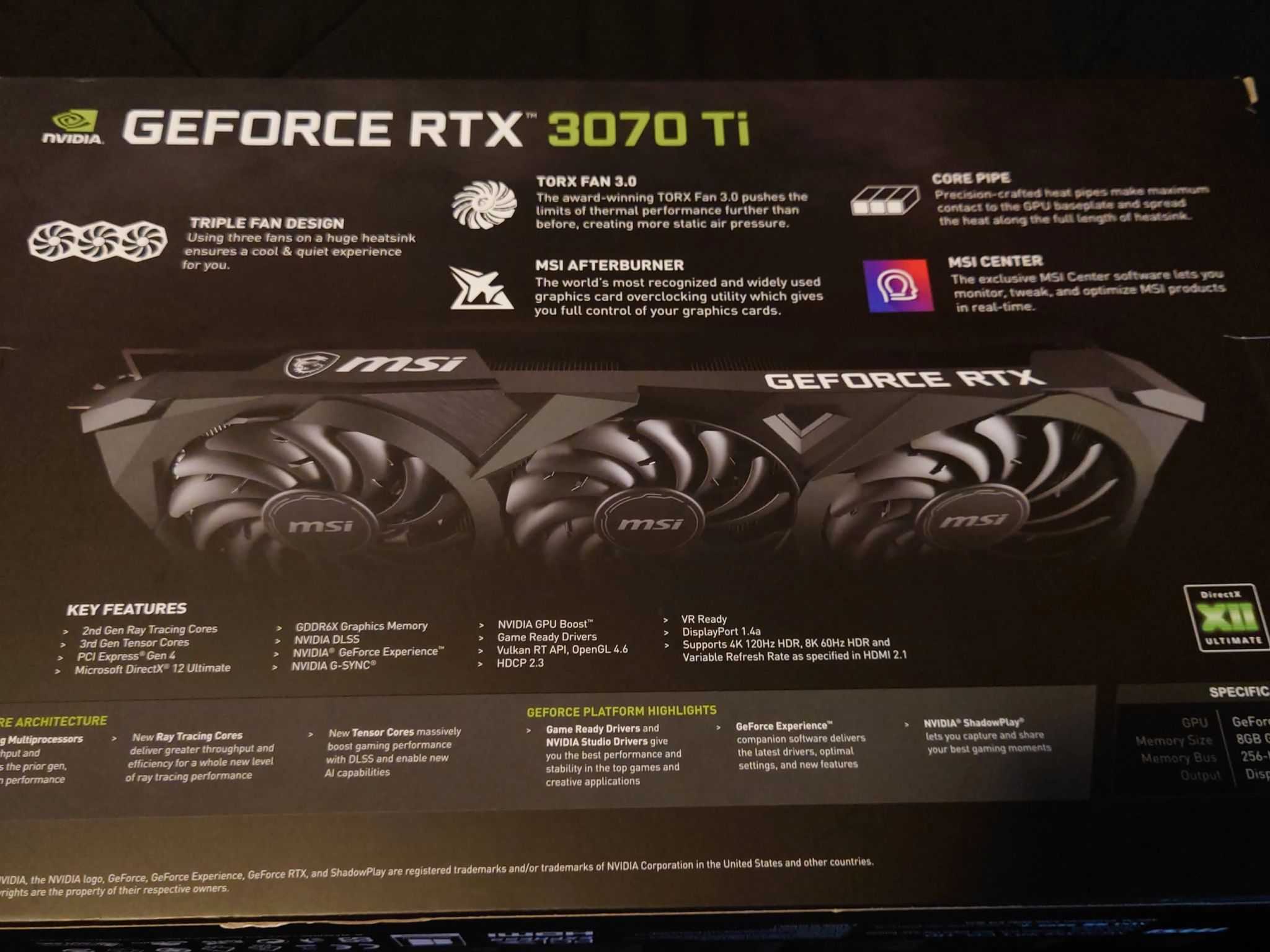 Selling | Used like New | MSI GeForce RTX 3070 Ti VENTUS 3X 8G OC Edition