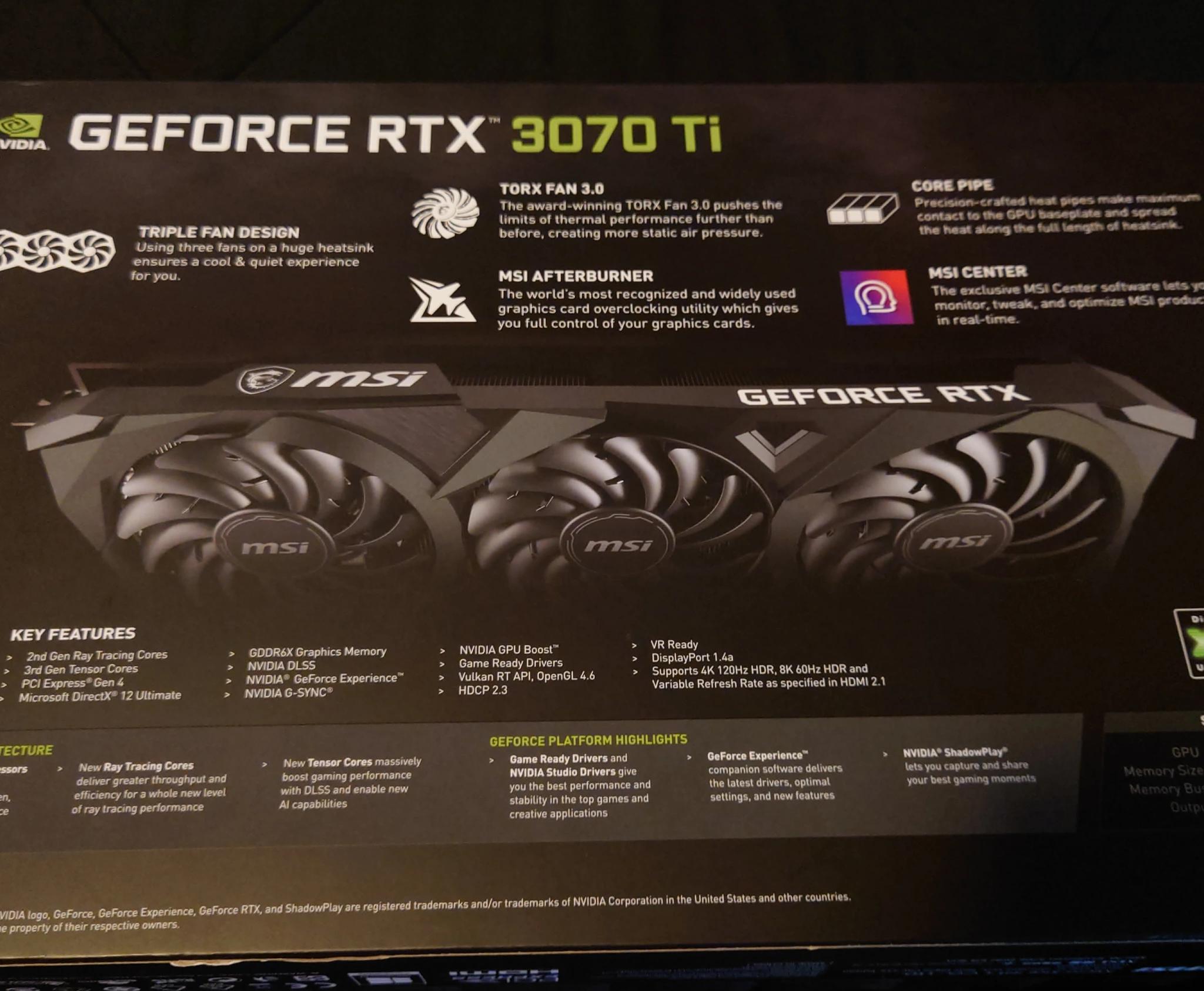 Selling | Used like New | MSI GeForce RTX 3070 Ti VENTUS 3X 8G OC Edition
