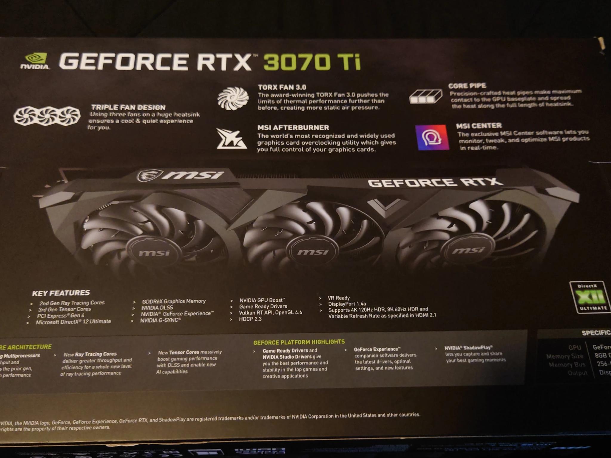 Selling | Used like New | MSI GeForce RTX 3070 Ti VENTUS 3X 8G OC Edition
