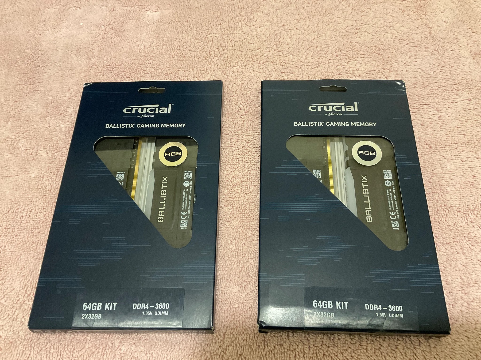 Crucial Ballistix 64GB DDR4-3600 RAM (2 kits of 64GB each, RGB variant)