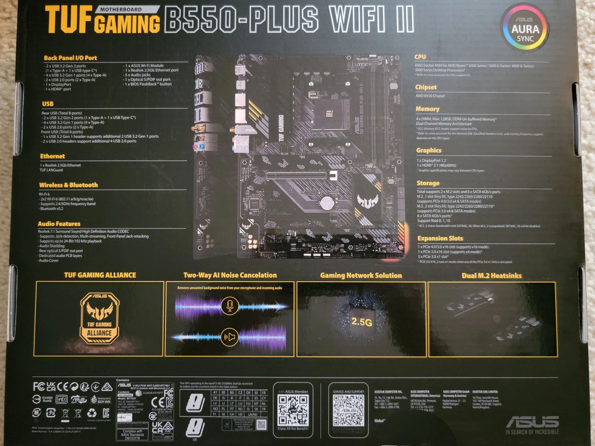 ASUS TUF Gaming B550 Plus WiFi II AM4 DDR4 ATX Motherboard Brand New