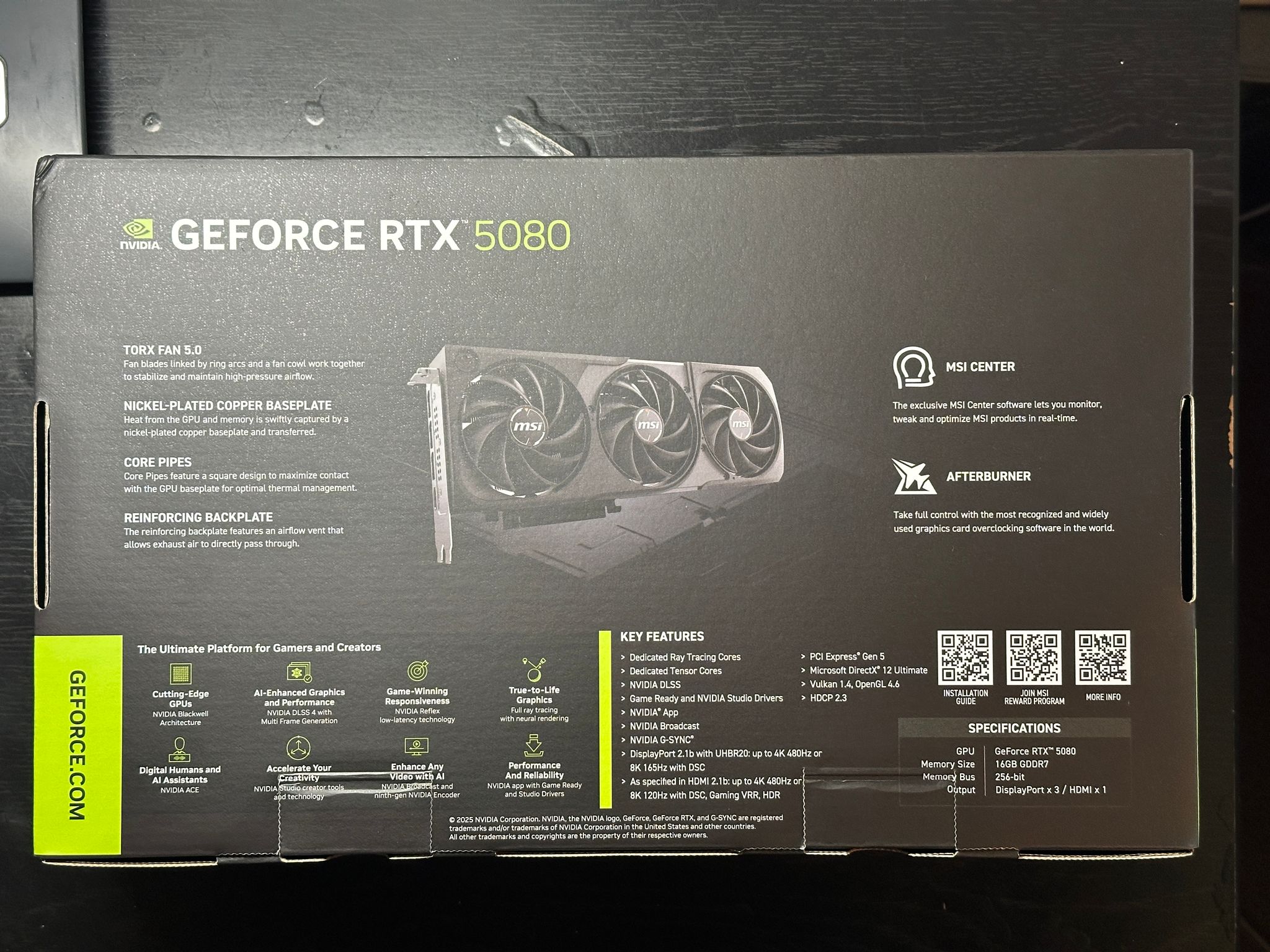 GeForce RTX 5080 - MSI Shadow 3X OC Edition