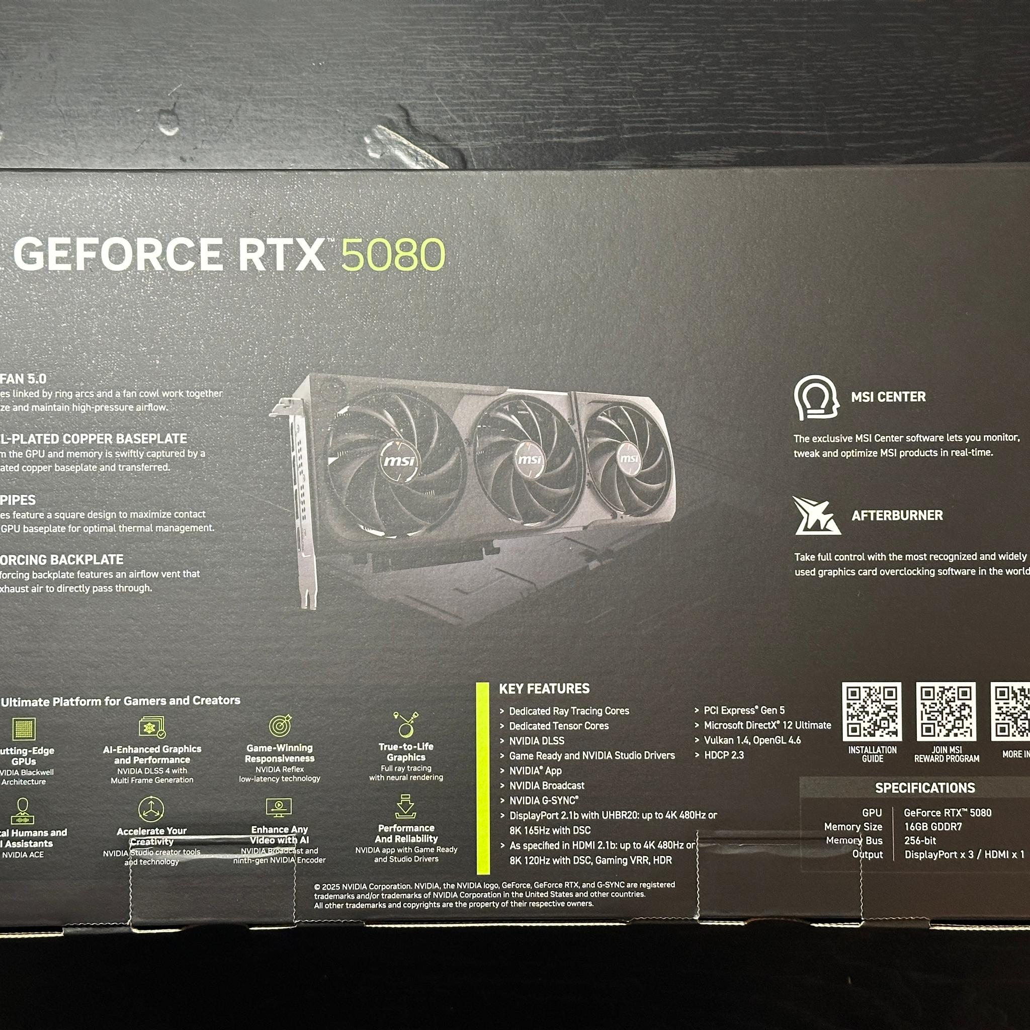 GeForce RTX 5080 - MSI Shadow 3X OC Edition