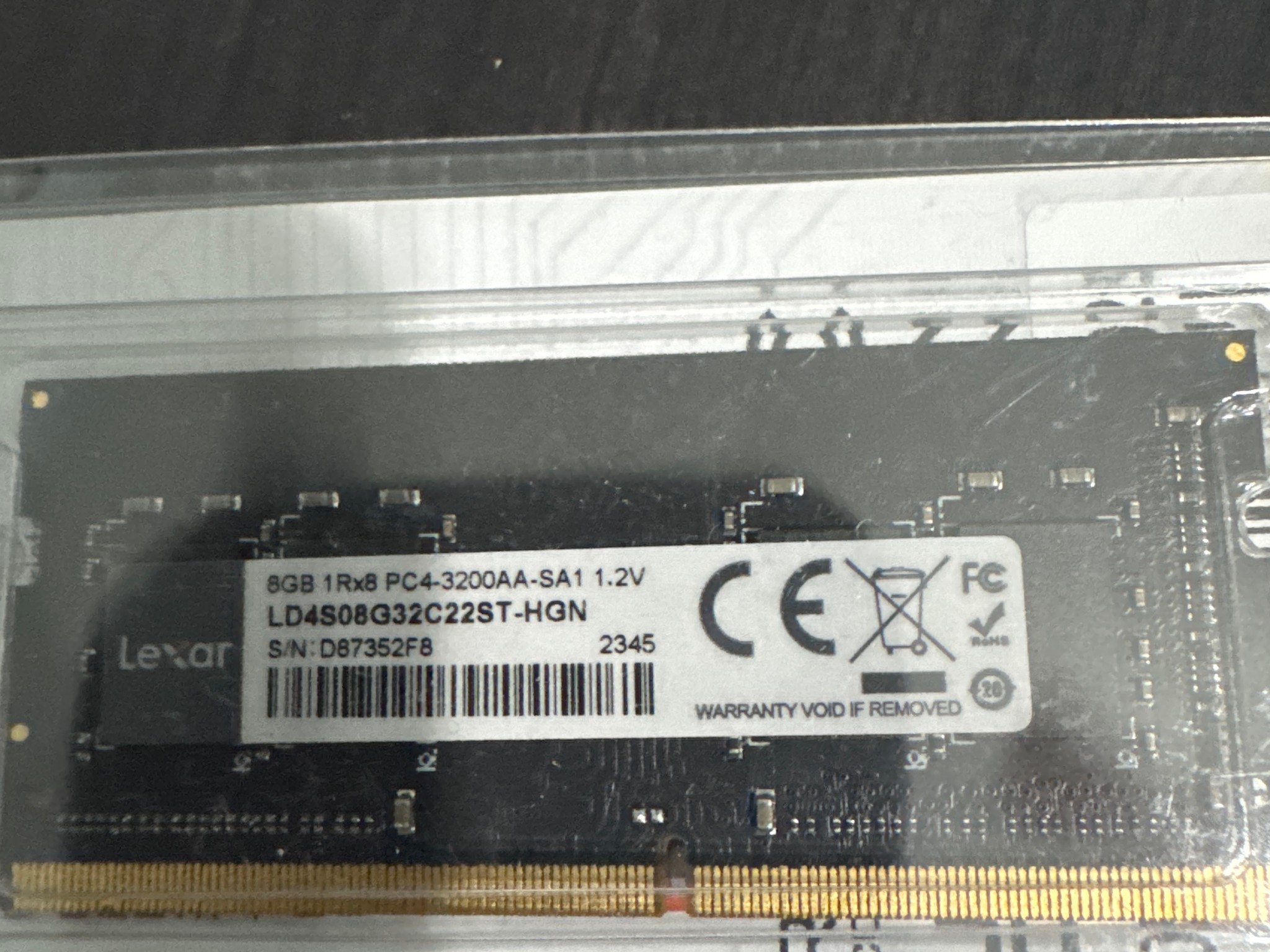 Lexar DDR4 3200mhz udimm RAM one stick