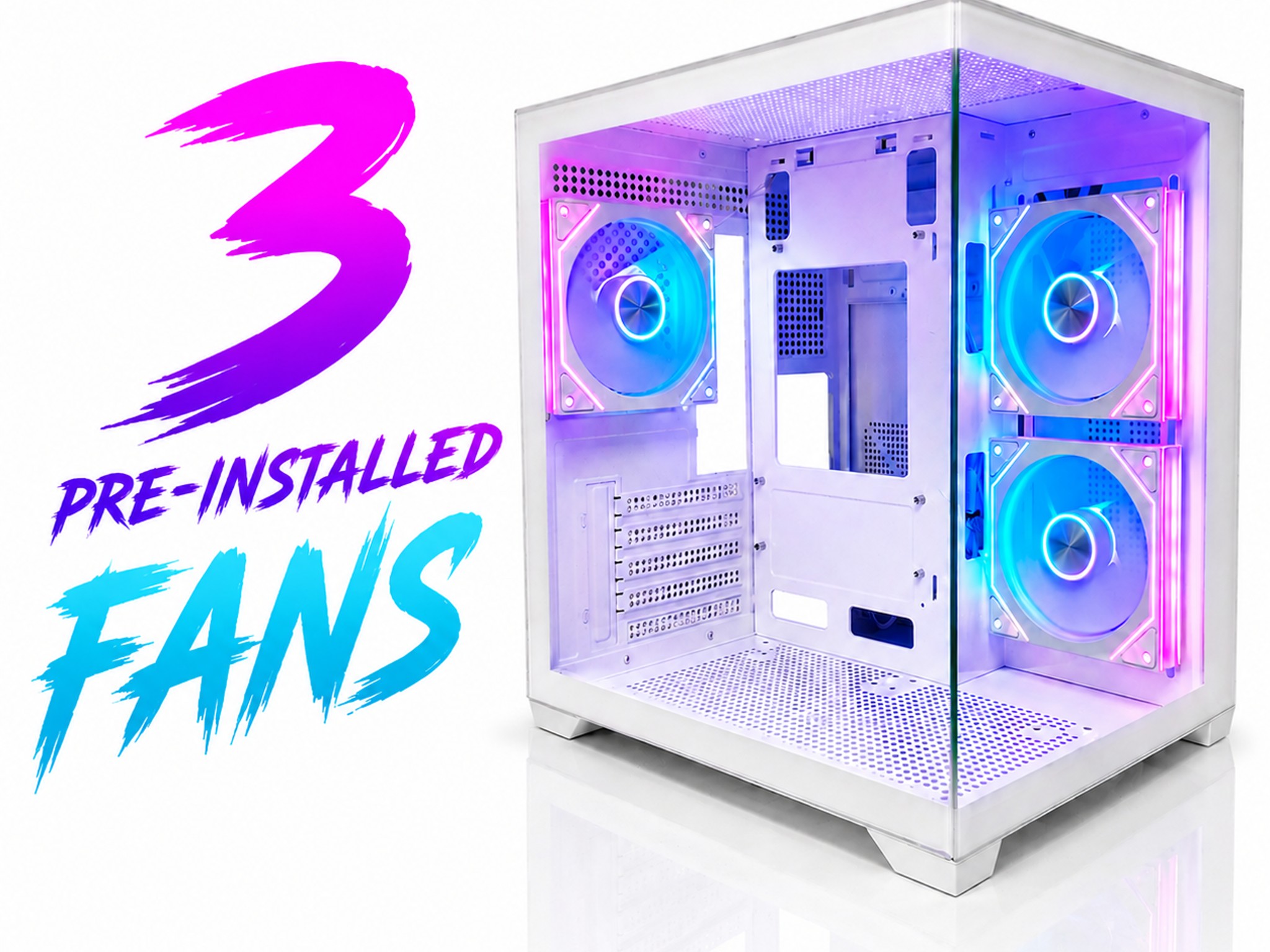 WHITE CUBEX ARGB GAMING PC MATX CASE – PANORAMIC TEMPERED GLASS