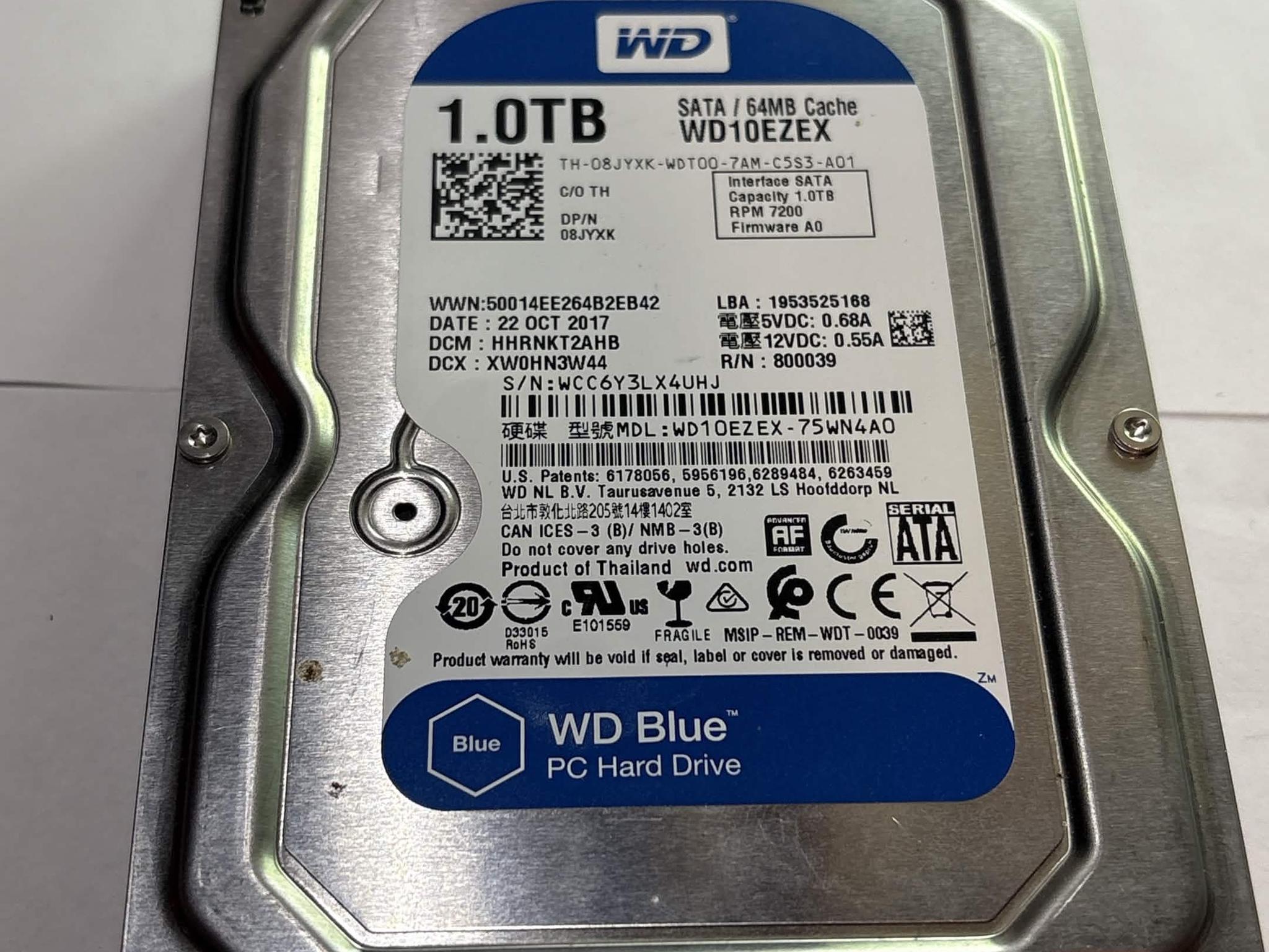WD Blue 1TB 3.5” SATA HDD 7200RPM Hard Drive