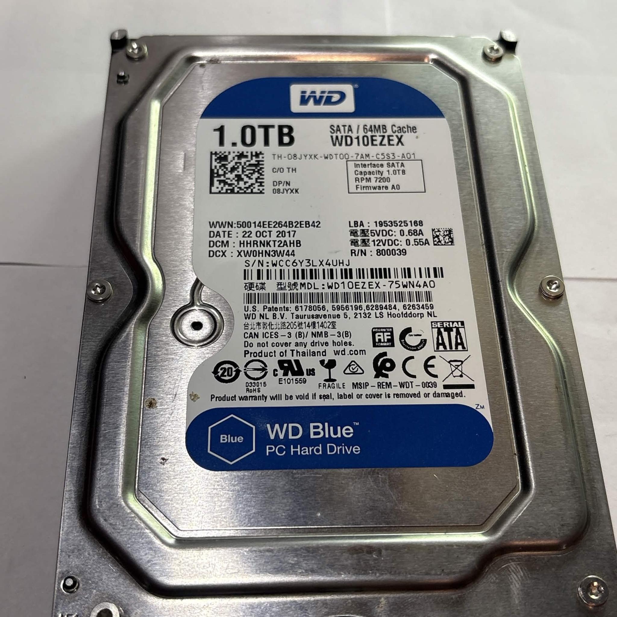 WD Blue 1TB 3.5” SATA HDD 7200RPM Hard Drive