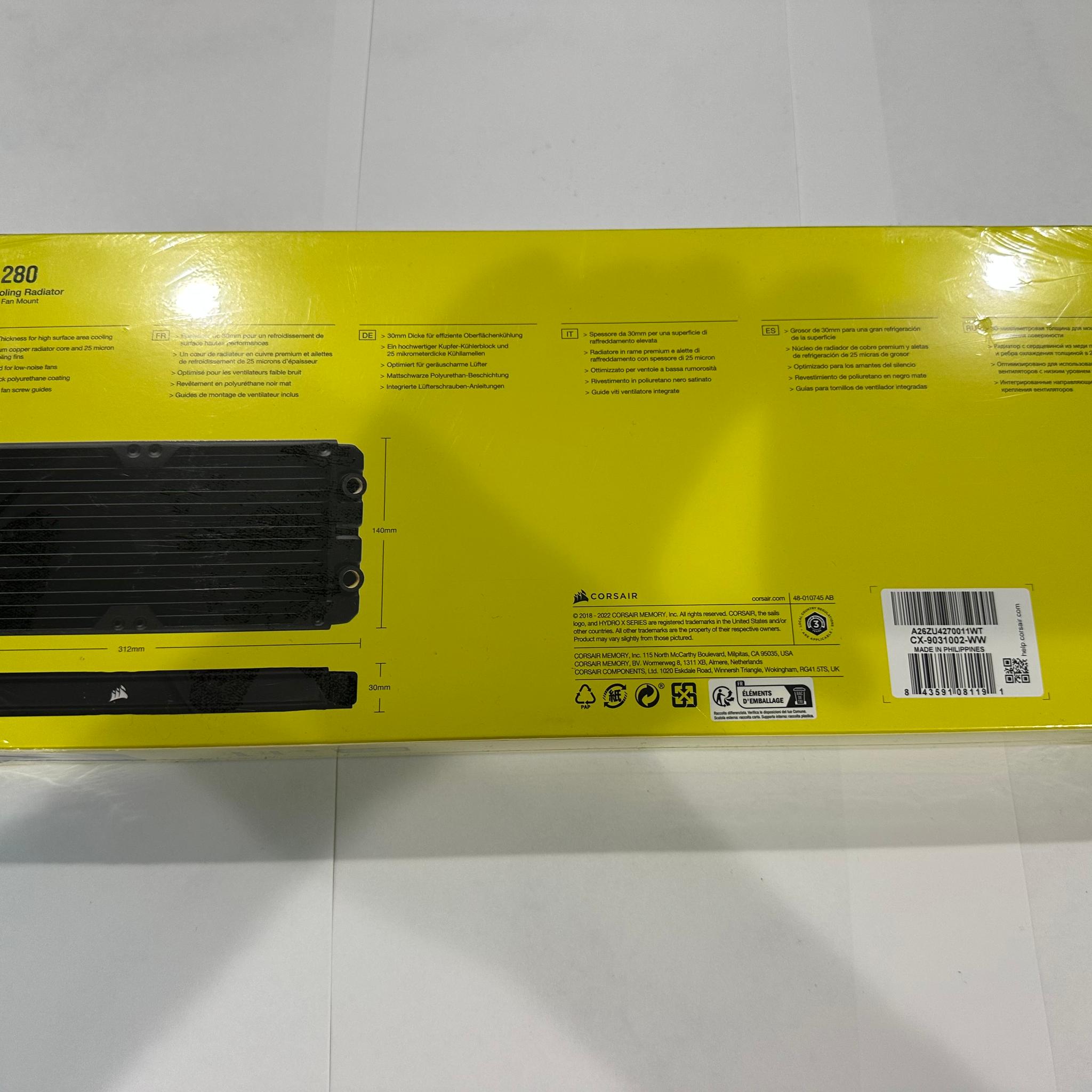 Corsair Hydro X Series XR5 280, Water Cooling Radiator, Black - BRAND NEW SEALED