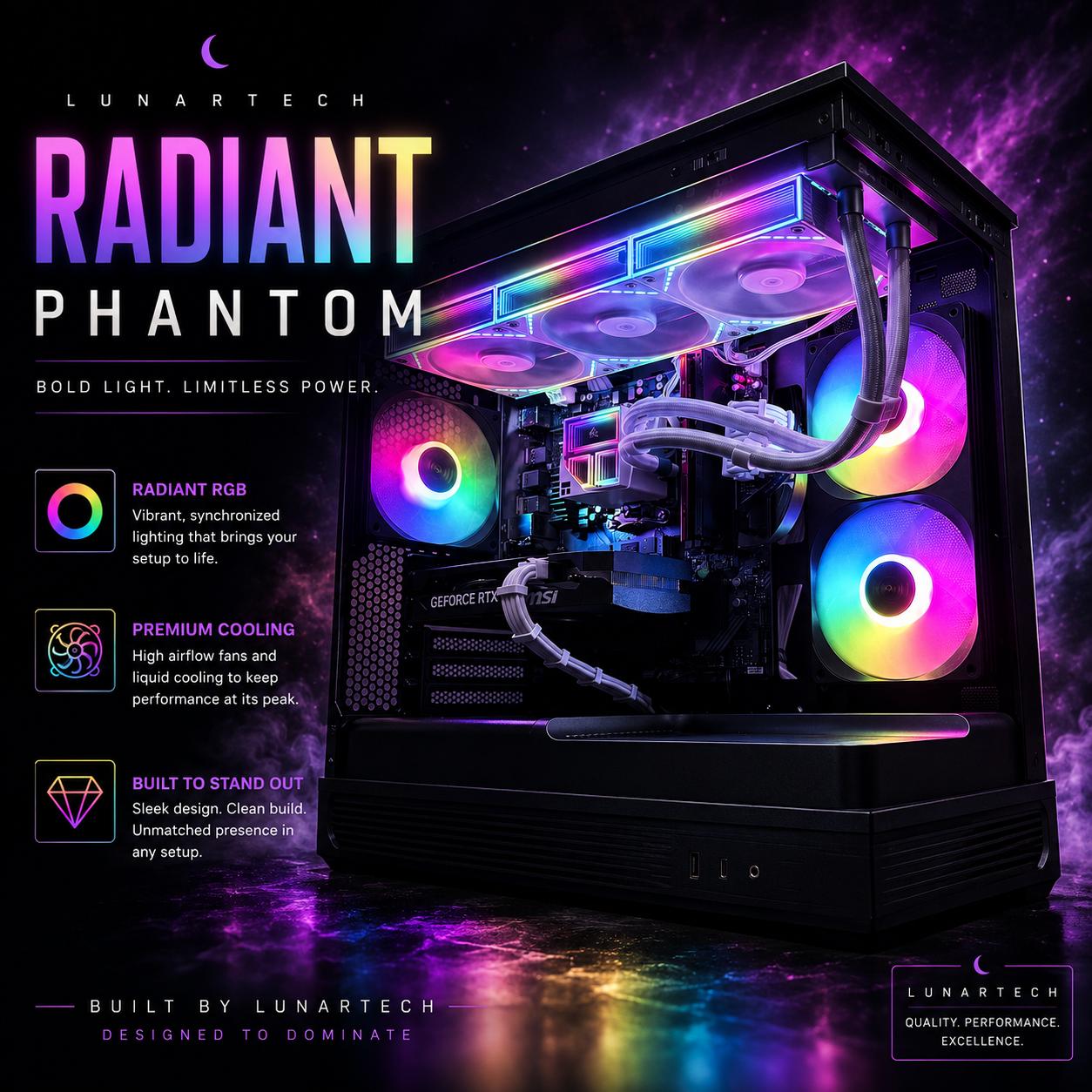 🌈"Radiant Phantom"⚫️| 1080p Gaming | RTX 5060 | Ryzen 5 8400F | 32GB DDR5 | 1TB NVMe