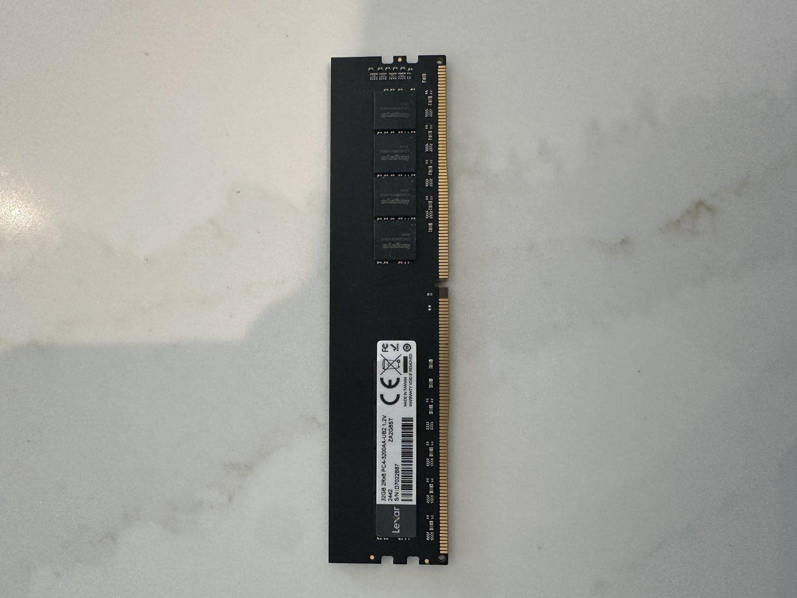 32GB DDR4 Lexar PC4-3200AA-UB2 Desktop RAM - Tested Working