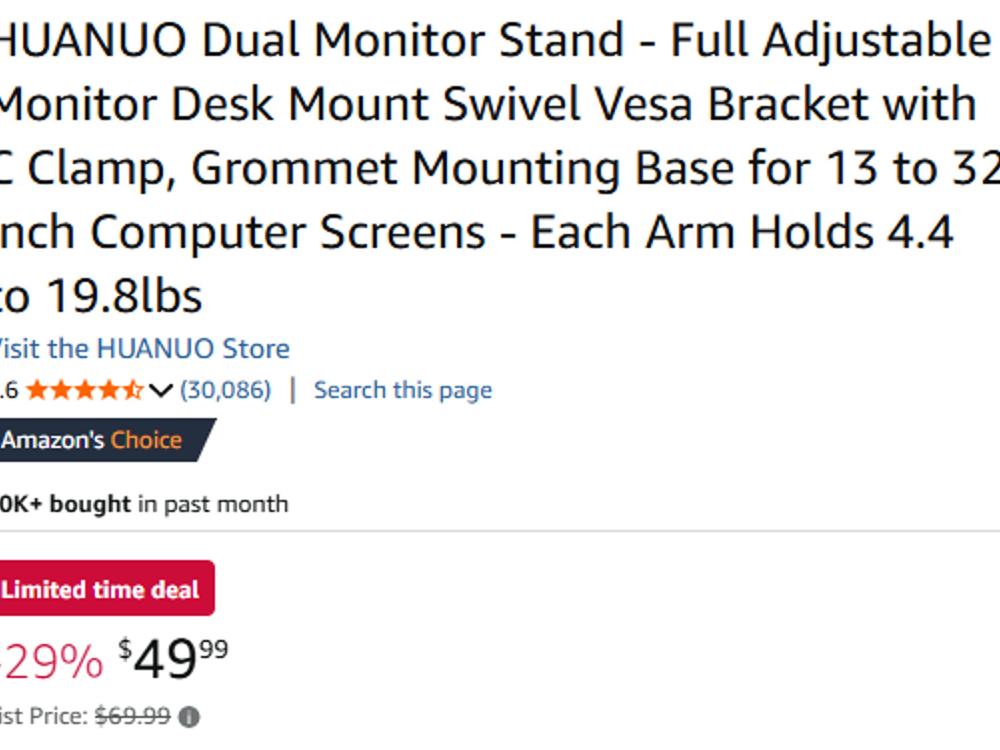 Full Adjustable Monitor Desk Mount