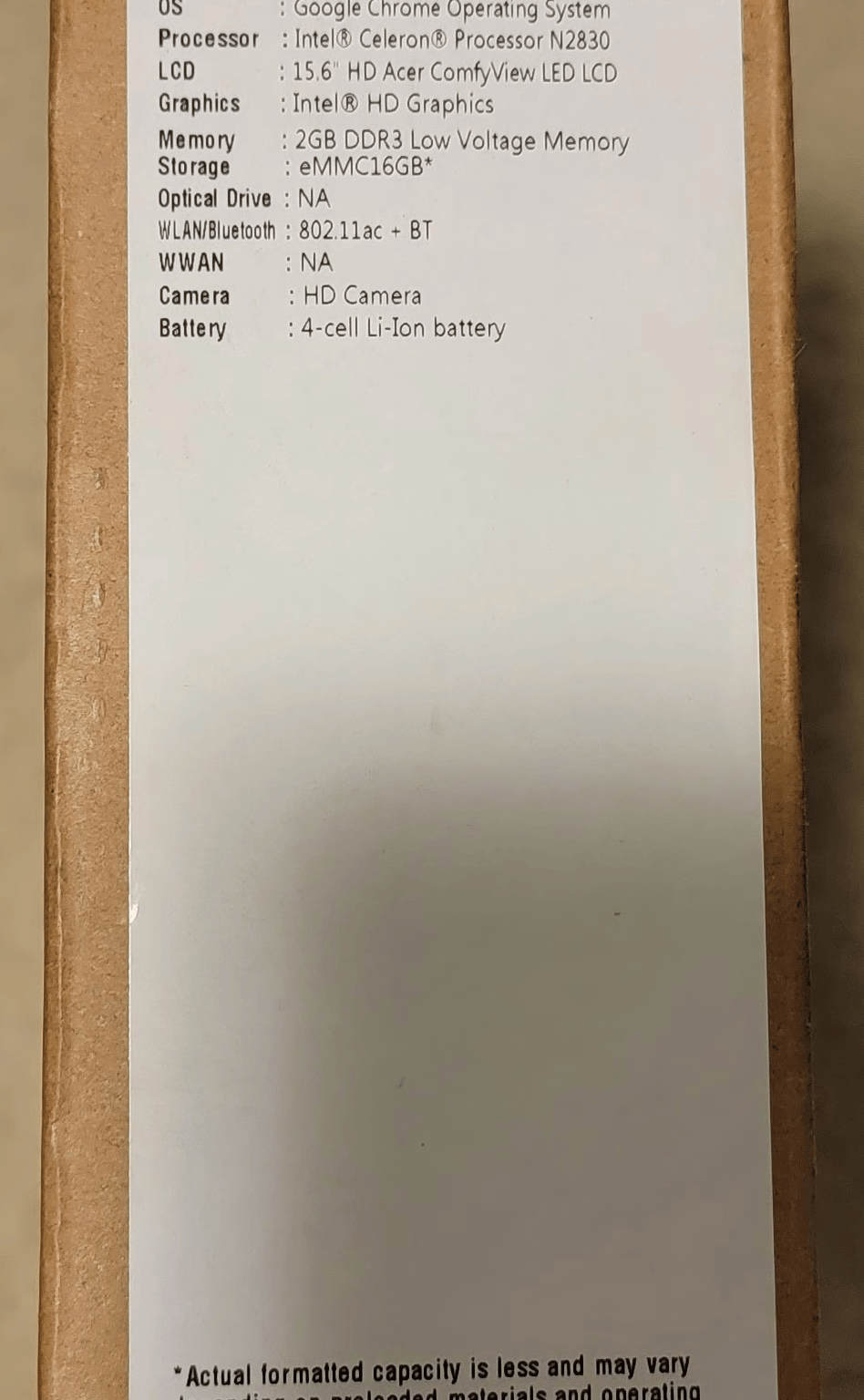 Acer Chromebook 15 CB3-531-C4A5 Granite Gray New In Box