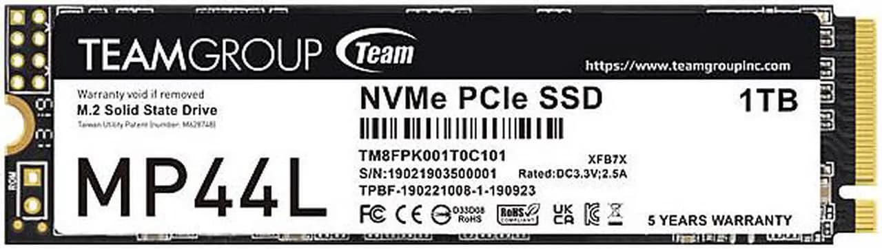 NEW Team Group MP44L M.2 2280 1TB PCIe 4.0 x4 with NVMe 1.4 TLC Internal Solid State Drive (SSD)