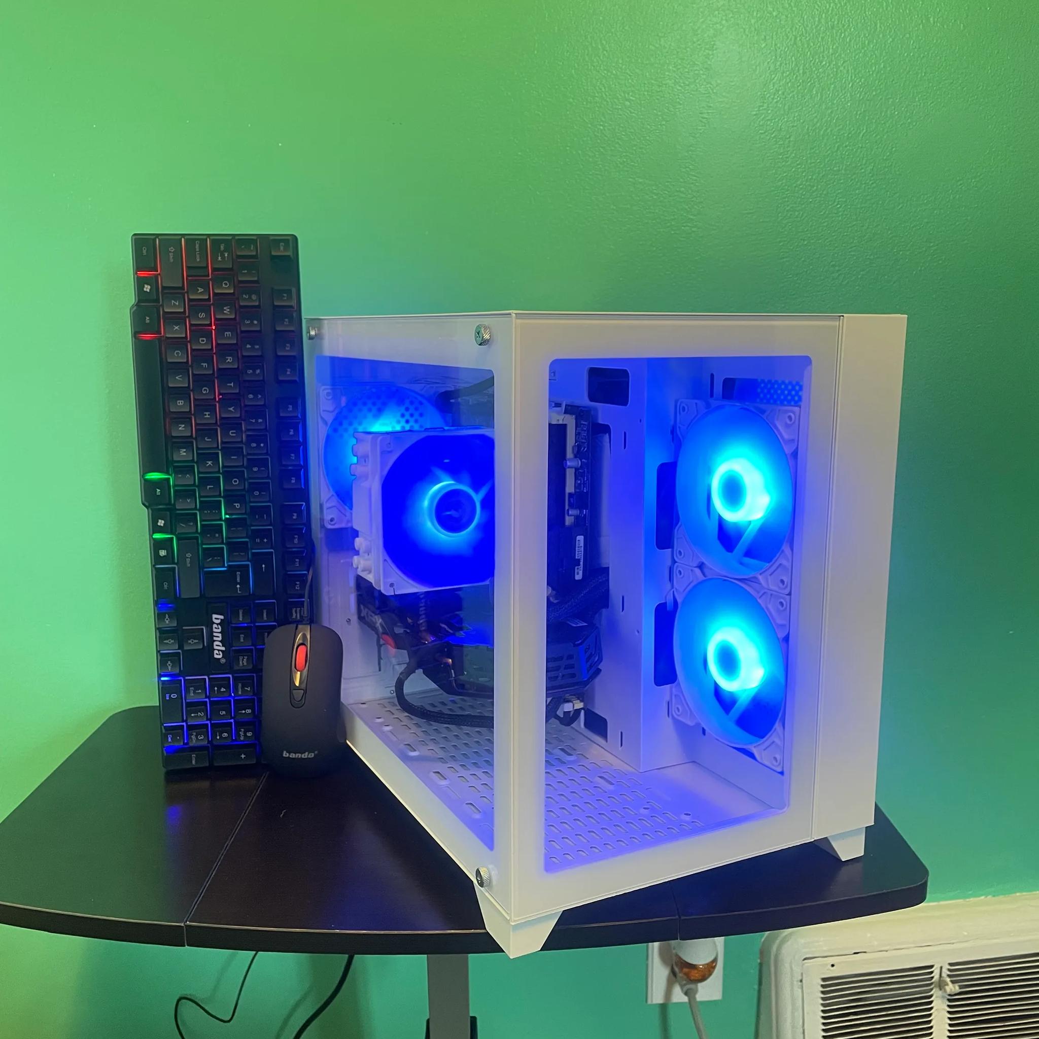 GLASS White Gaming PC| Intel i5 / Amd RX580 / 8GB / 600GB Win 10 Pro WiFi