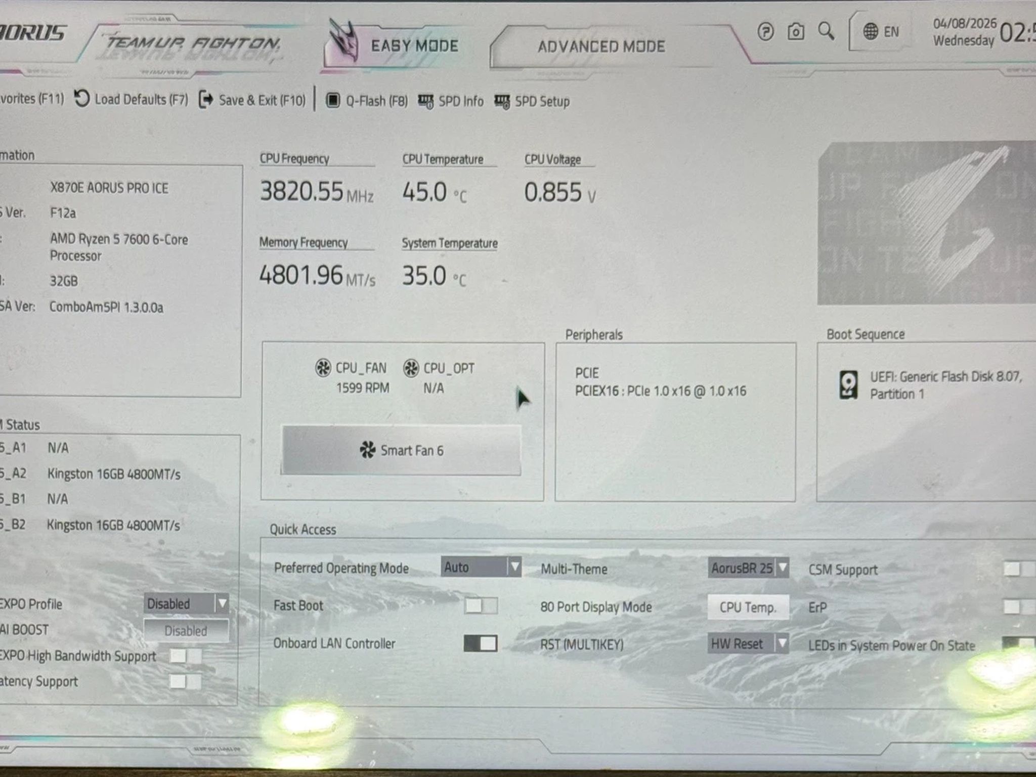 GIGABYTE - X870E AORUS PRO ICE (Socket AM5) AMD X870 ATX DDR5 Wi-Fi Motherboard