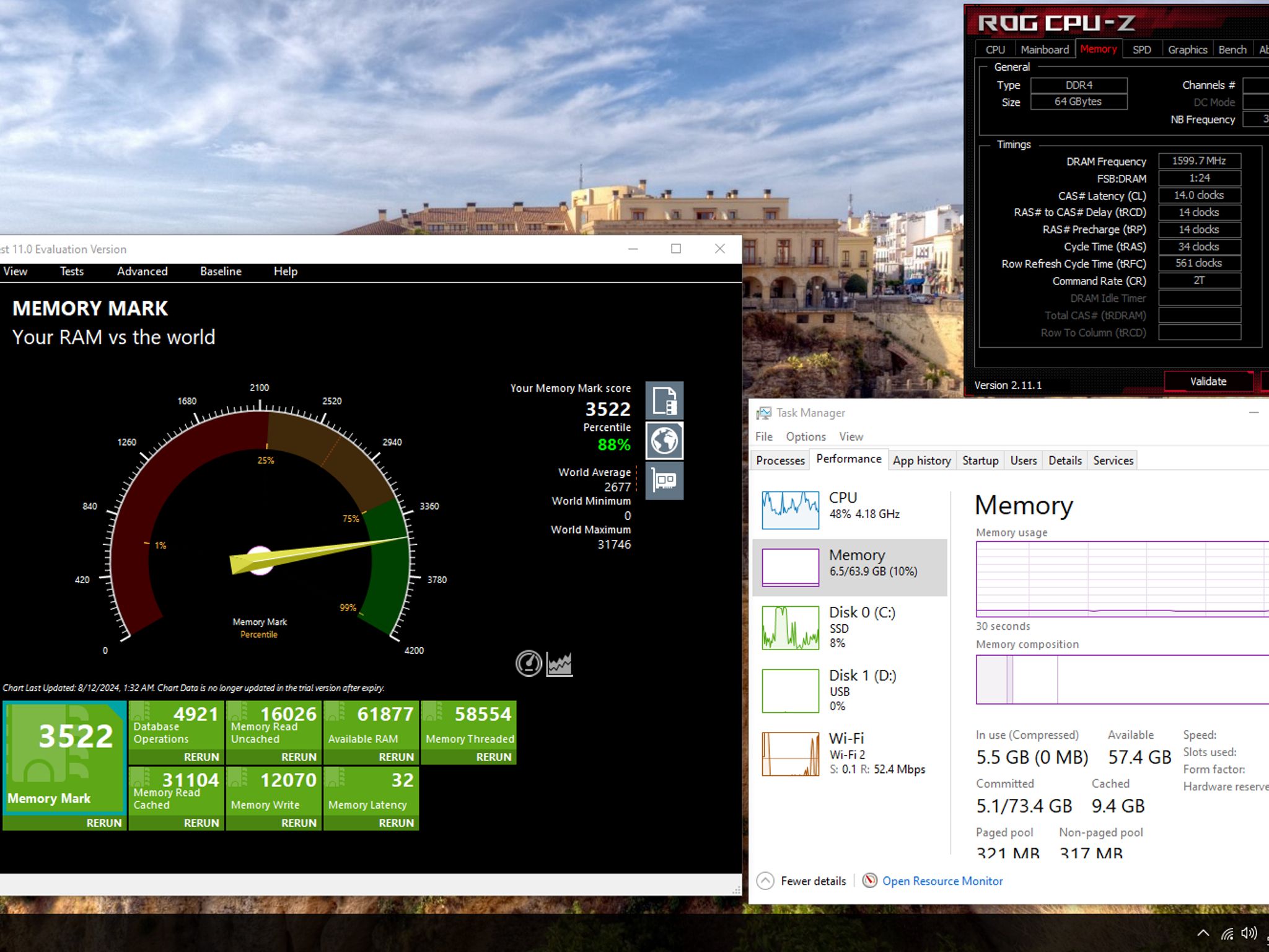 Combo: ASUS X99-E-10G WS Motherboard / Intel Core i7-6850K CPU / 64gb G.Skill Ares 3200mhz CL14 DDR4