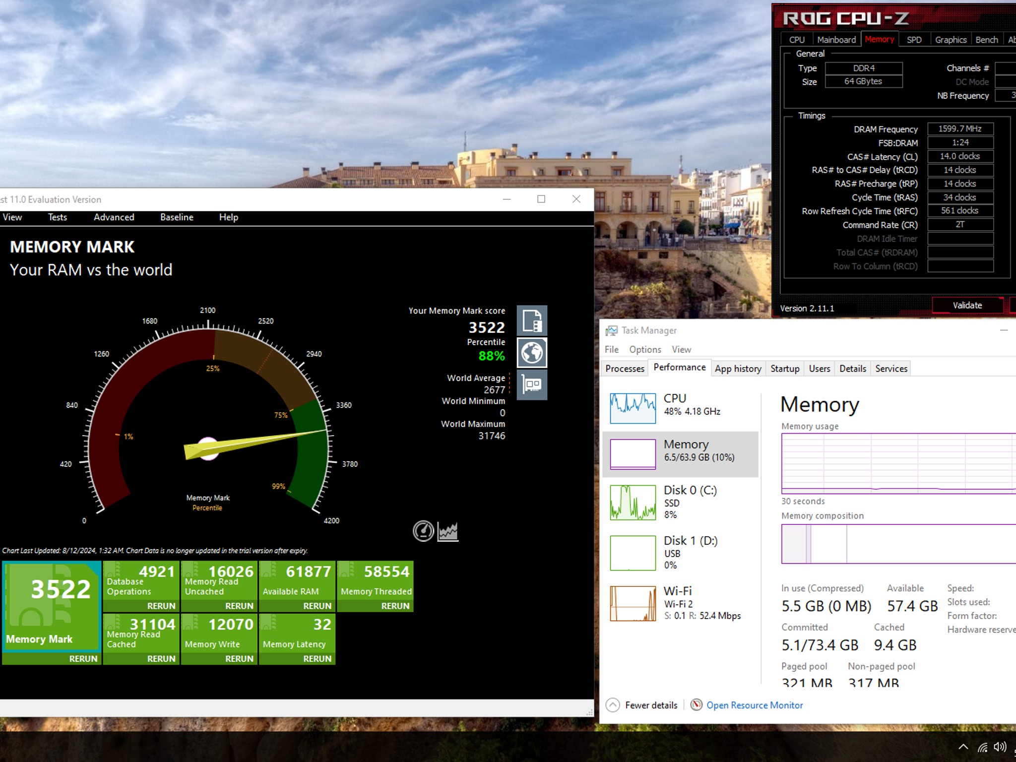 Combo: ASUS X99-E-10G WS Motherboard / Intel Core i7-6850K CPU / 64gb G.Skill Ares 3200mhz CL14 DDR4