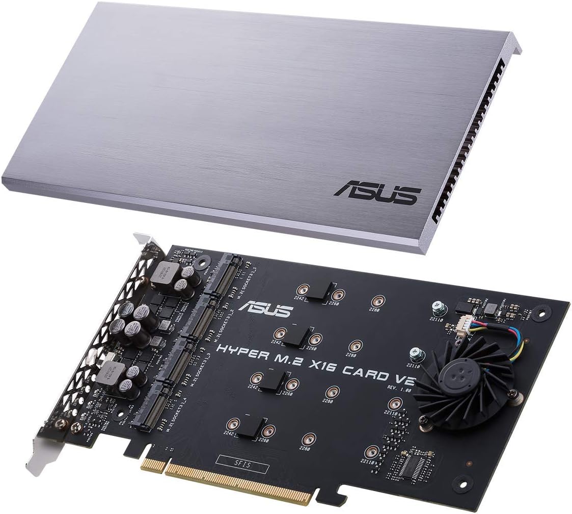 ASUS Hyper M.2 X16 PCIe 3.0 X4 Expansion V2 Supports 4 NVMe M.2 Intel VROC AMD Ryzen Threadripper