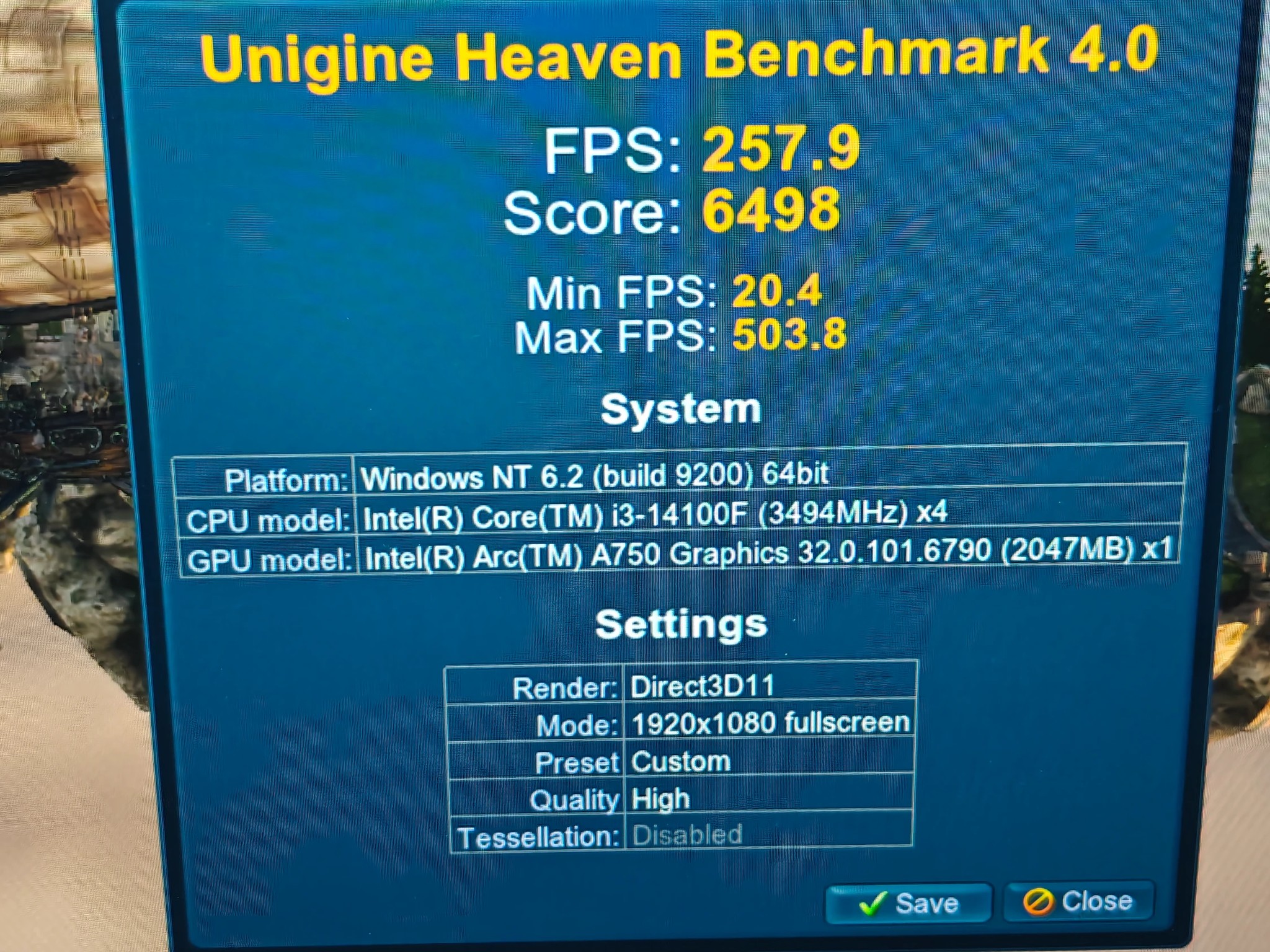 GAMING PC|INTEL I3 14100F 12MB LGA1700|INTEL ARC A750 8GB|16GB DDR4 3200|1TB SSD|WINDOWS 11 HOME