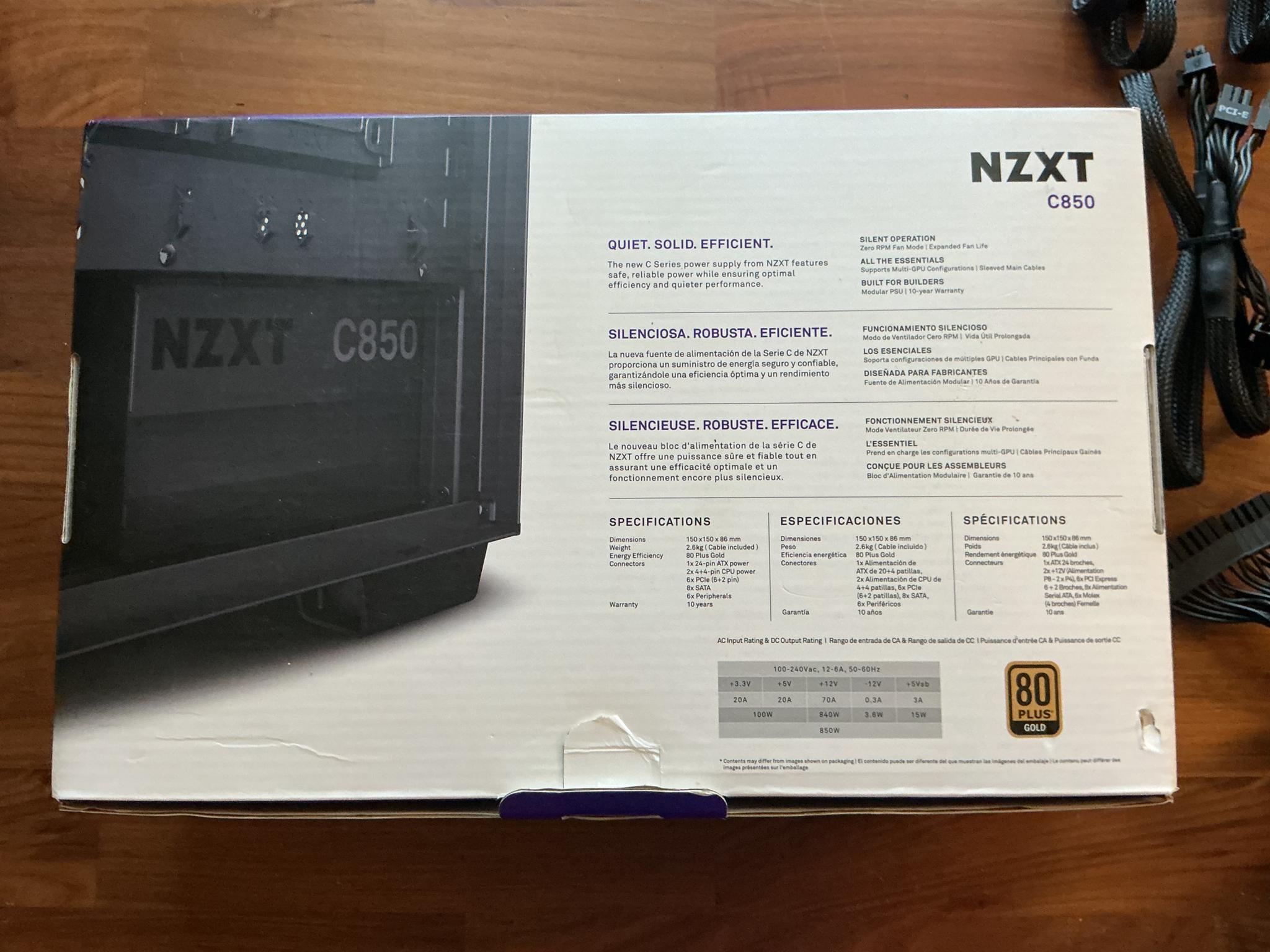 NZXT c850 850w Gold Rated PSU