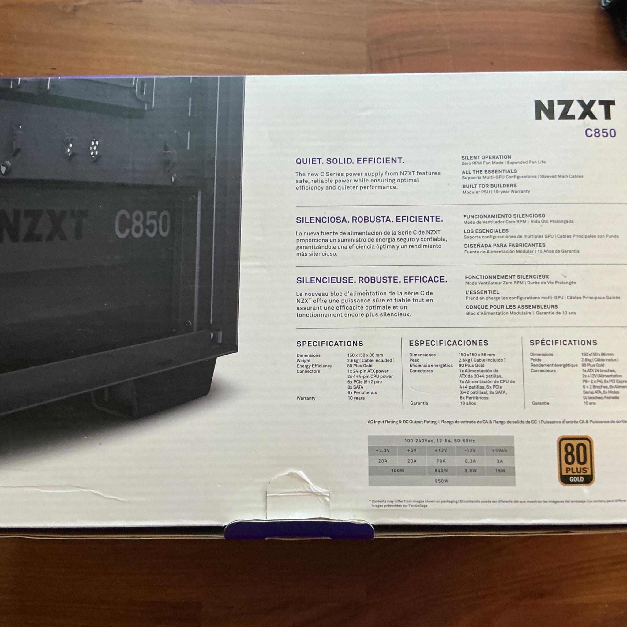 NZXT c850 850w Gold Rated PSU