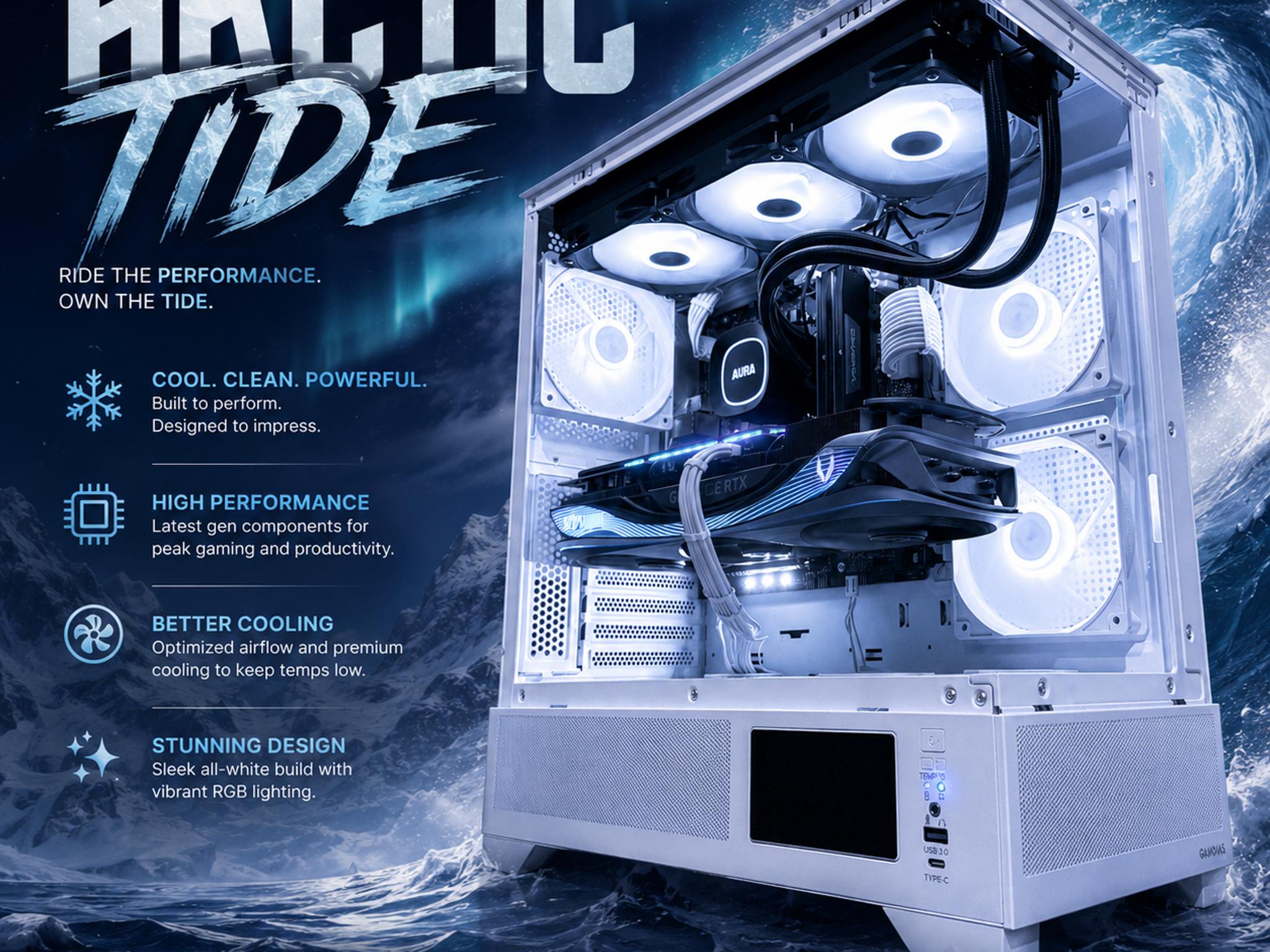 ❄️"Artic Tide "❄️| 4k Gaming | RTX 4070 Ti AMP Extreme  | i7 12700F | 32B DDR5 Ram | 3TB Storage